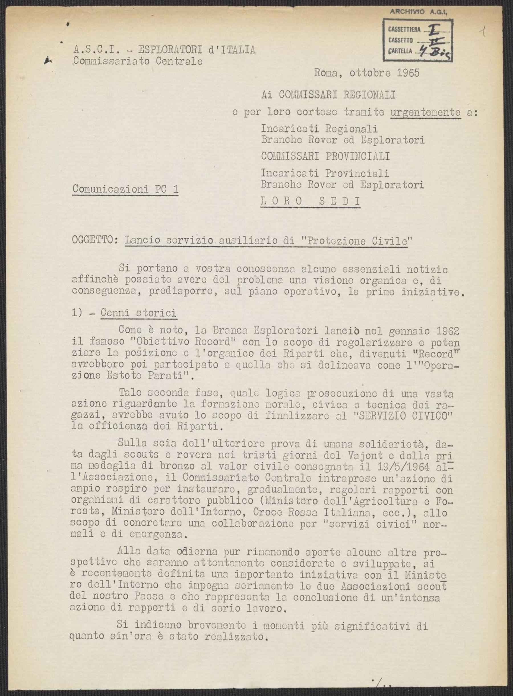 Circolari e corrispondenza, 1965 - 8/12/1969