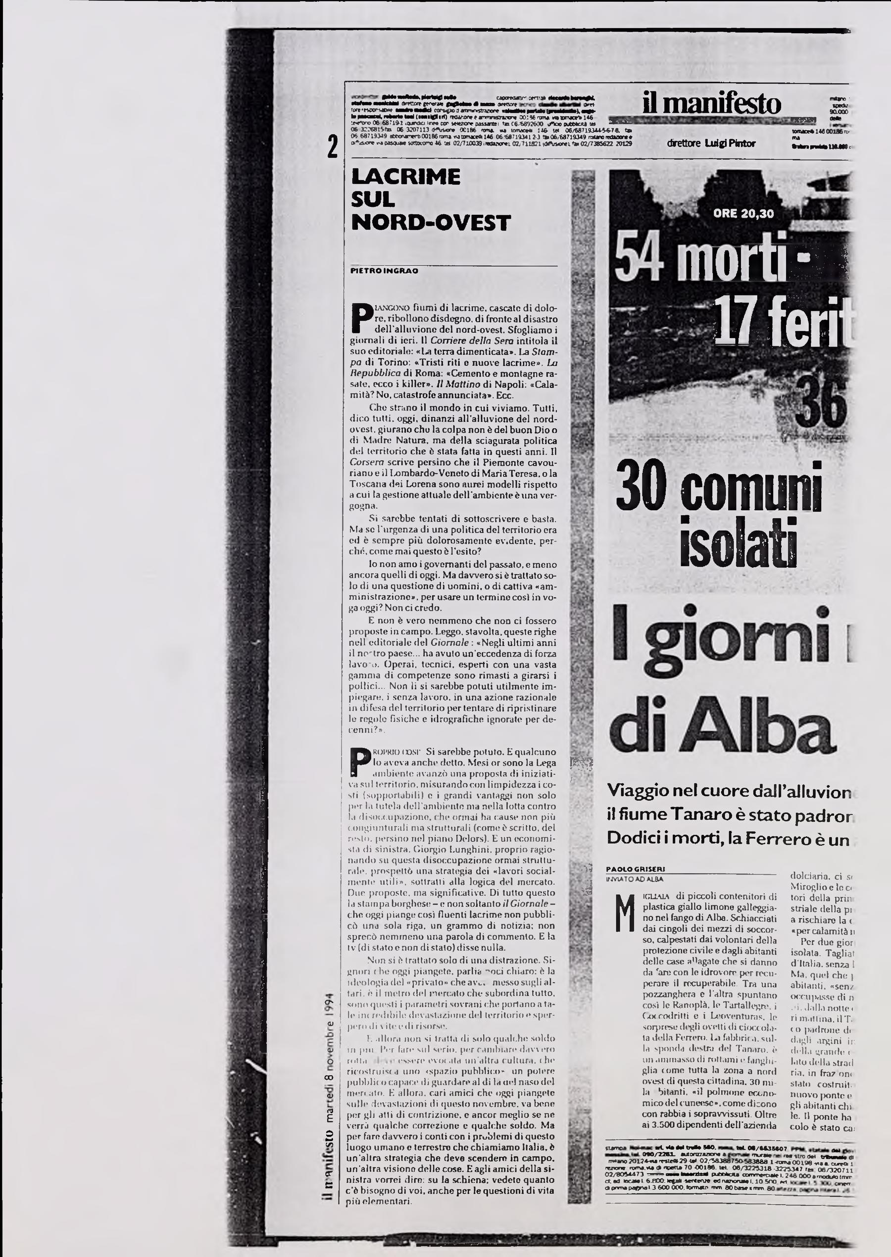 Ingrao per «Il Manifesto»