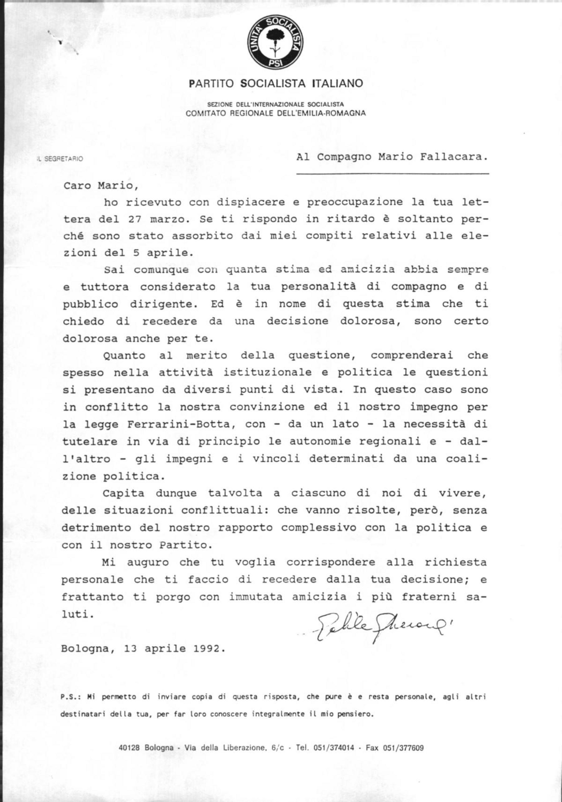 Gabriele Gherardi a Mario Fallacara