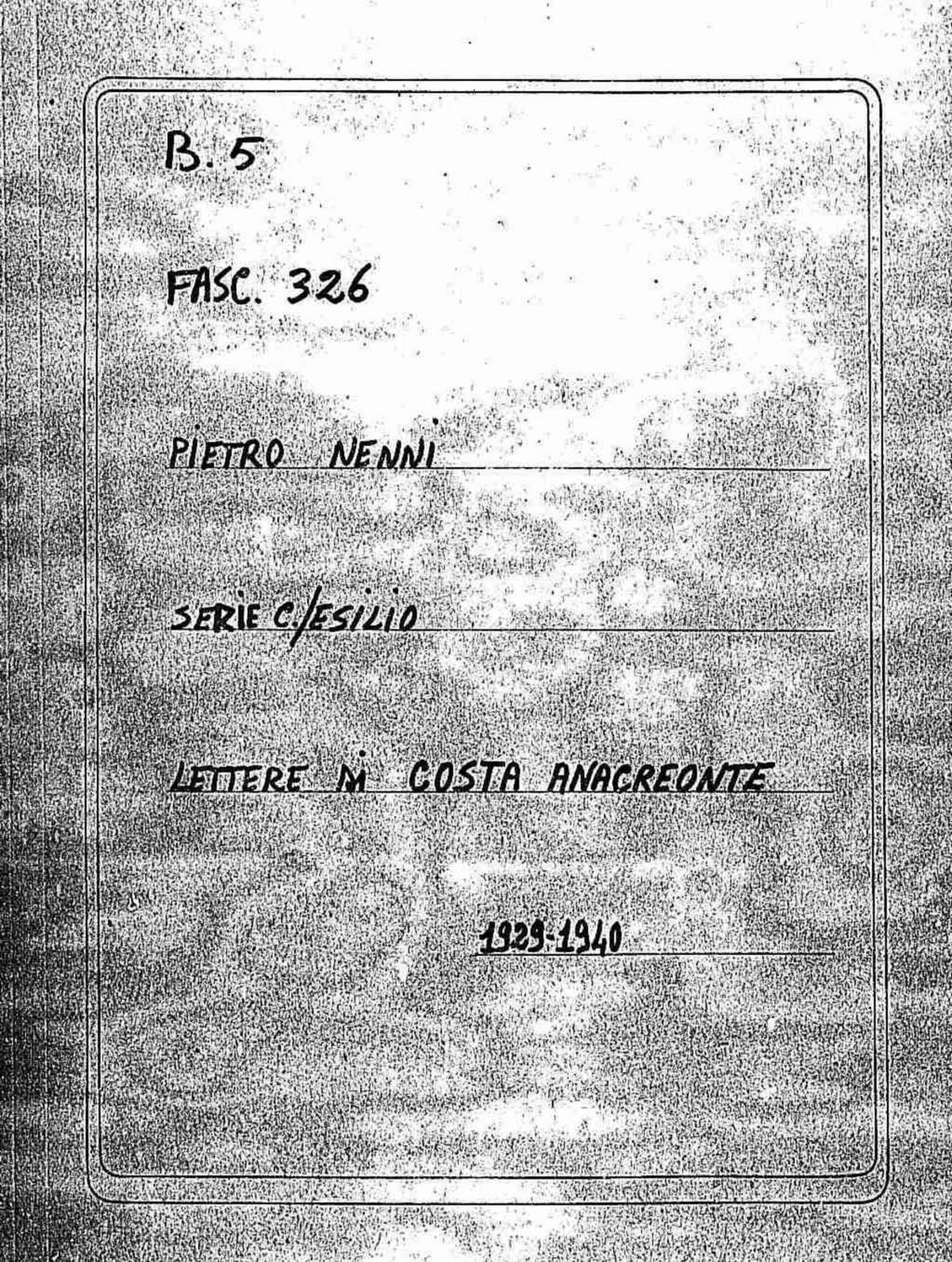 Costa Anacreonte, 1929 mag. 24 - 1940 gen. 28