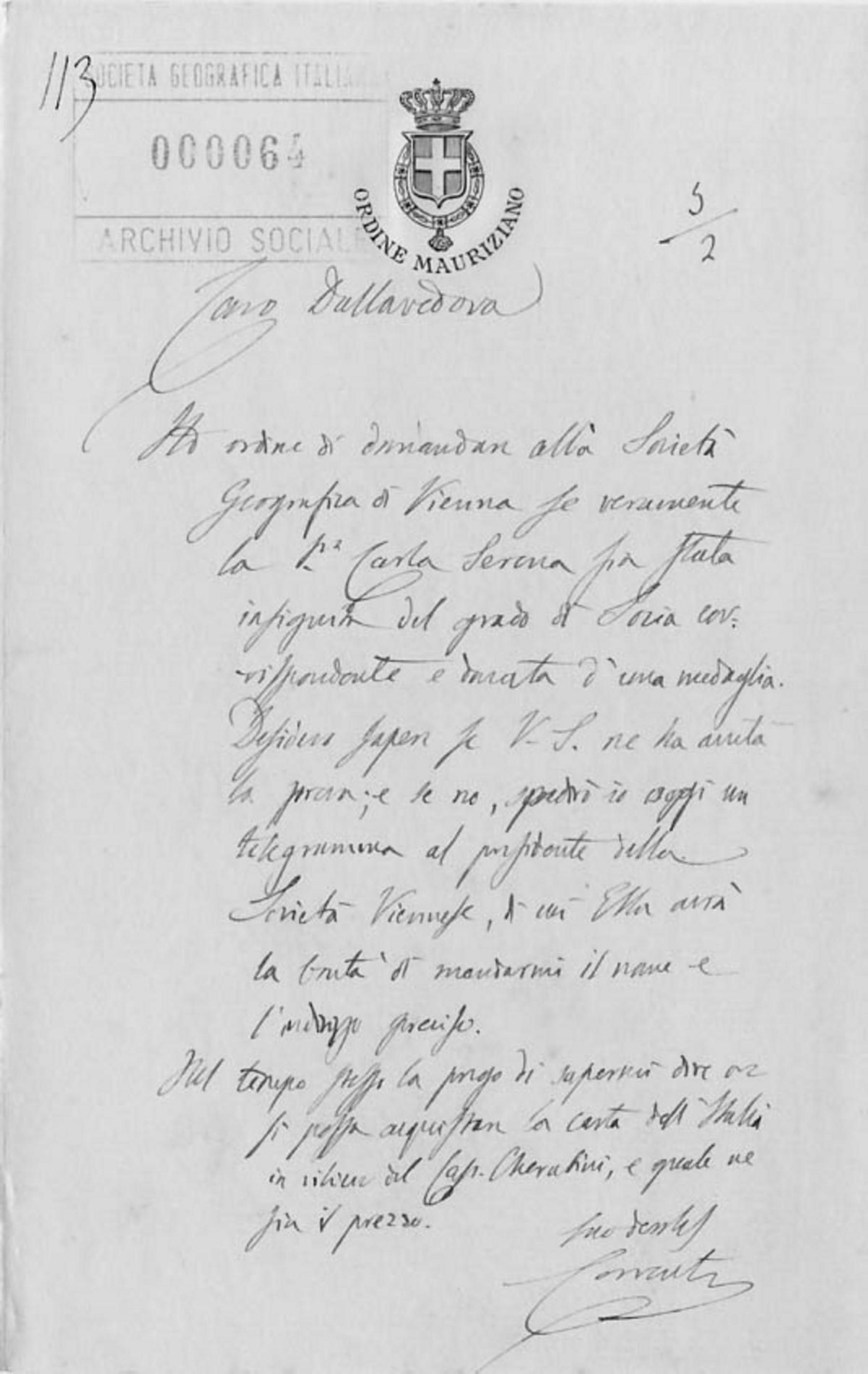Cesare Correnti a Giuseppe Dalla Vedova 5.2.1880