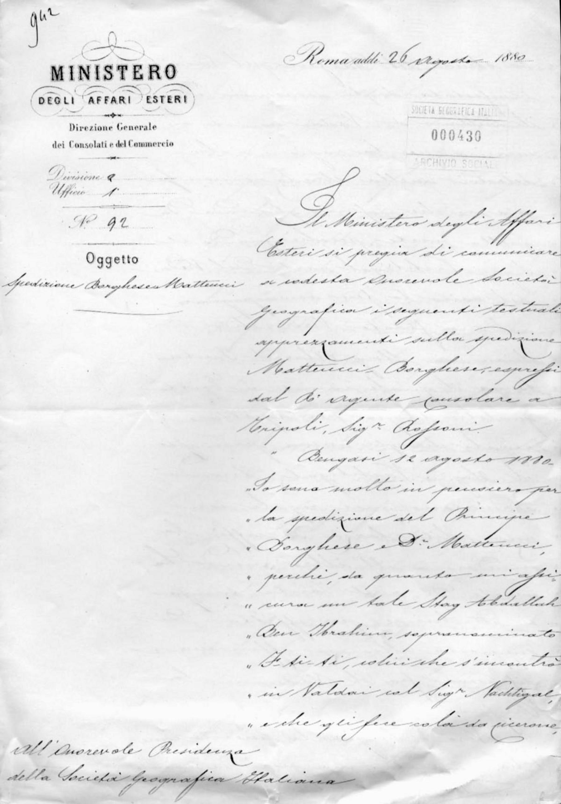 Giacomo Malvano a Onorato Caetani 26.81880