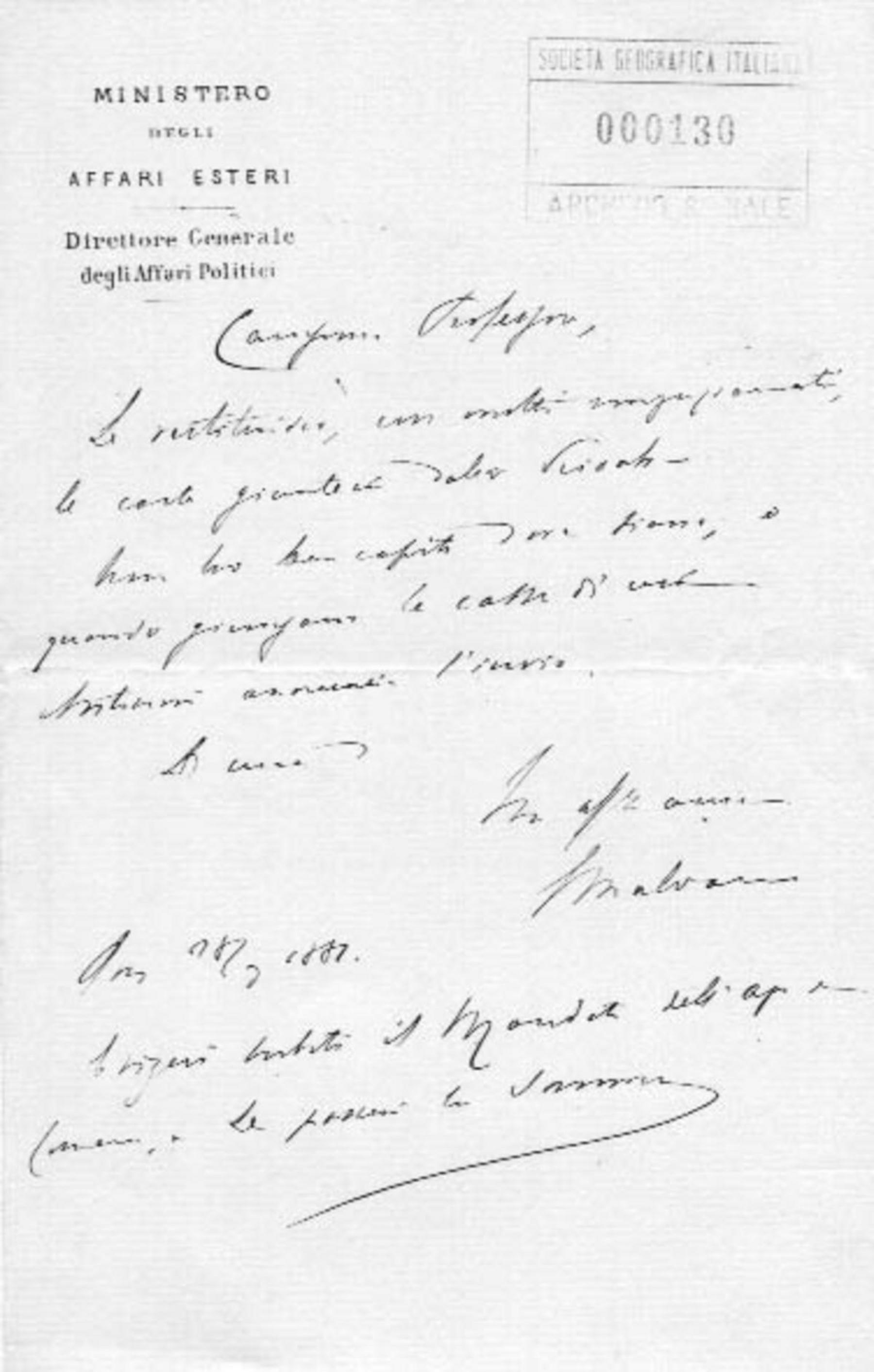 Giacomo Malvano a Giuseppe Dalla Vedova 28.2.1881