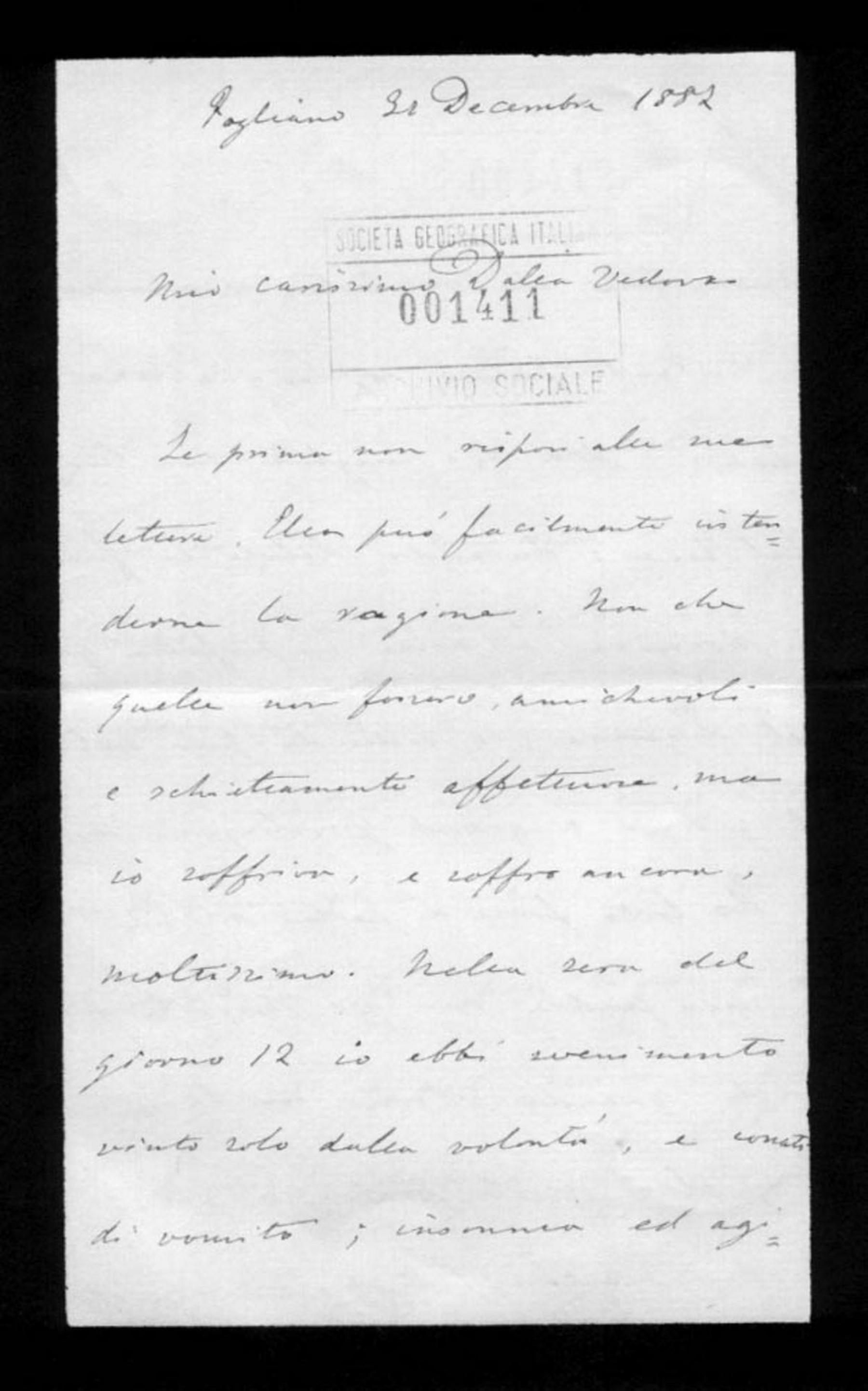 Onorato Caetani a Giuseppe Dalla Vedova 31.12.1882