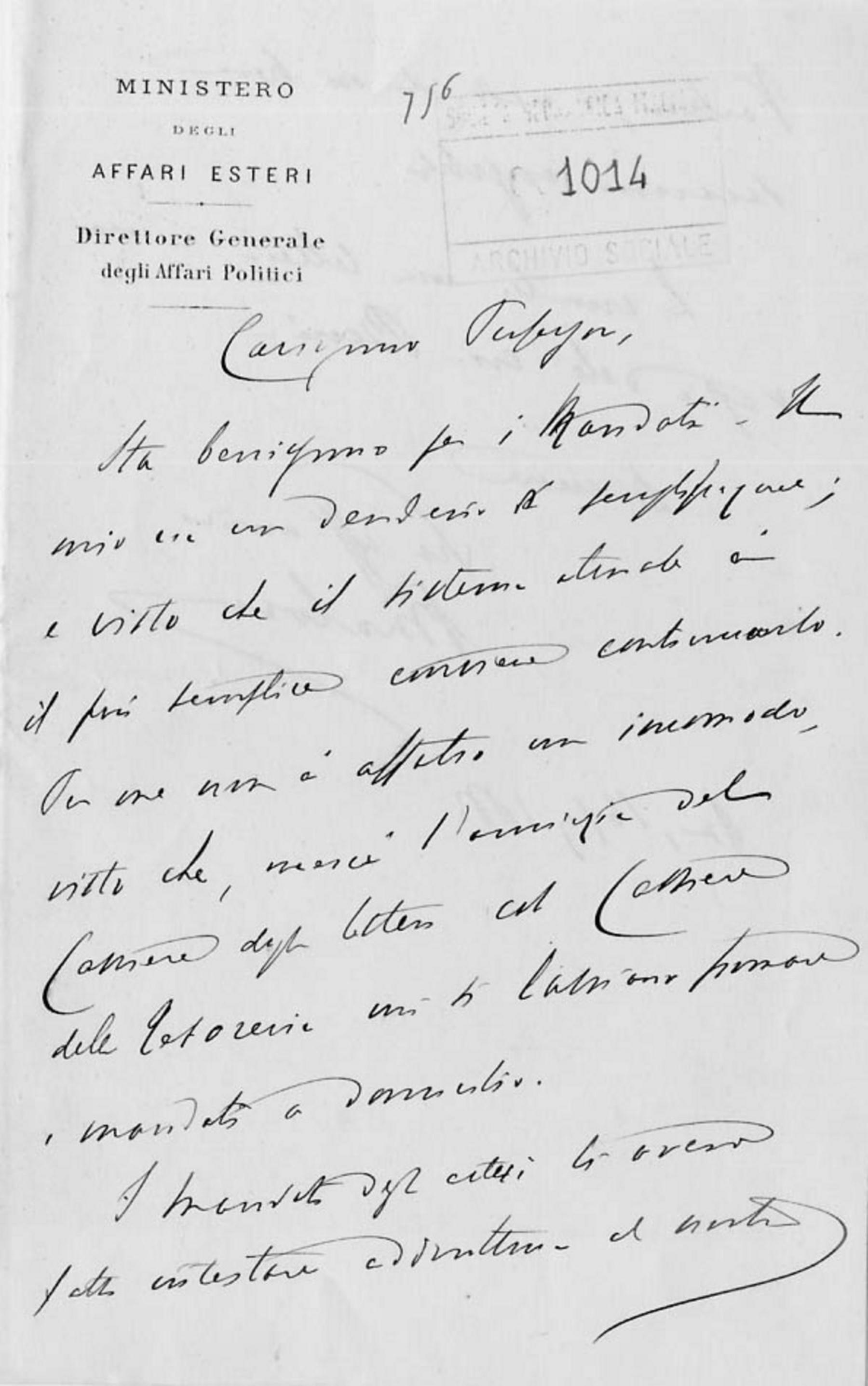 Giacomo Malvano a Giuseppe Dalla Vedova 16.7.1883