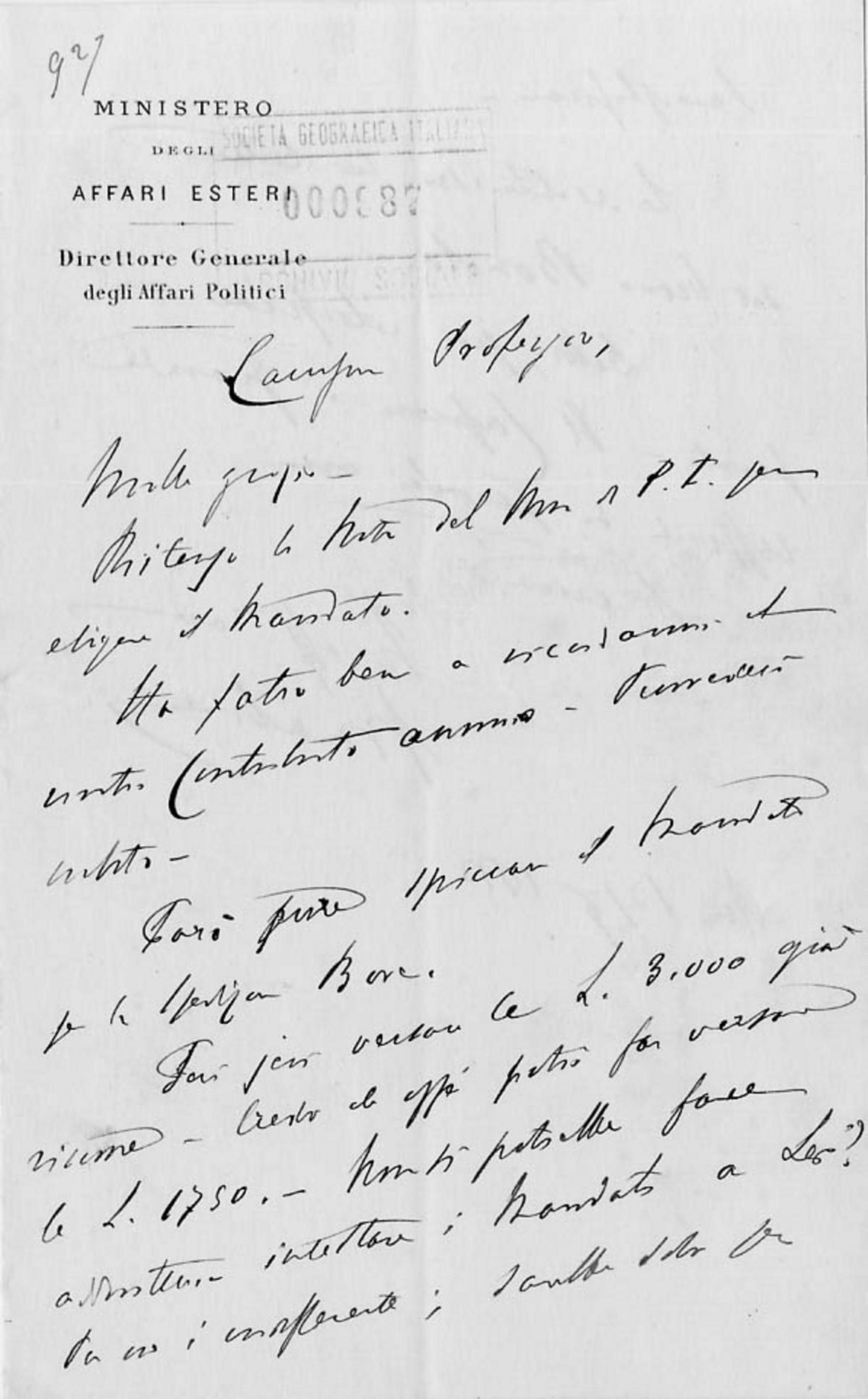 Giacomo Malvano a Giuseppe Dalla Vedova 13.7.1883