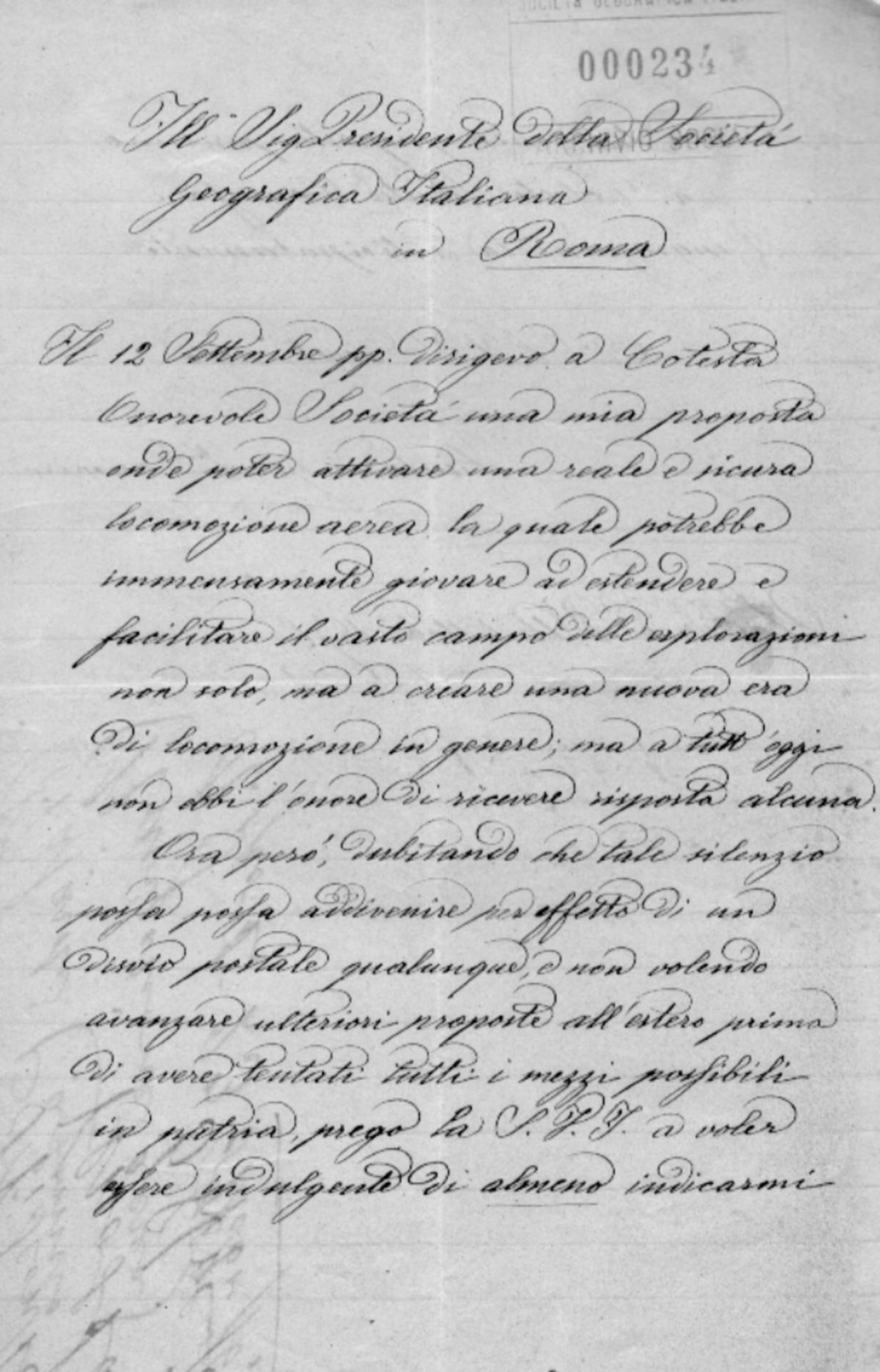 Casimiro Vialardi a Cesare Correnti 16.10.1876