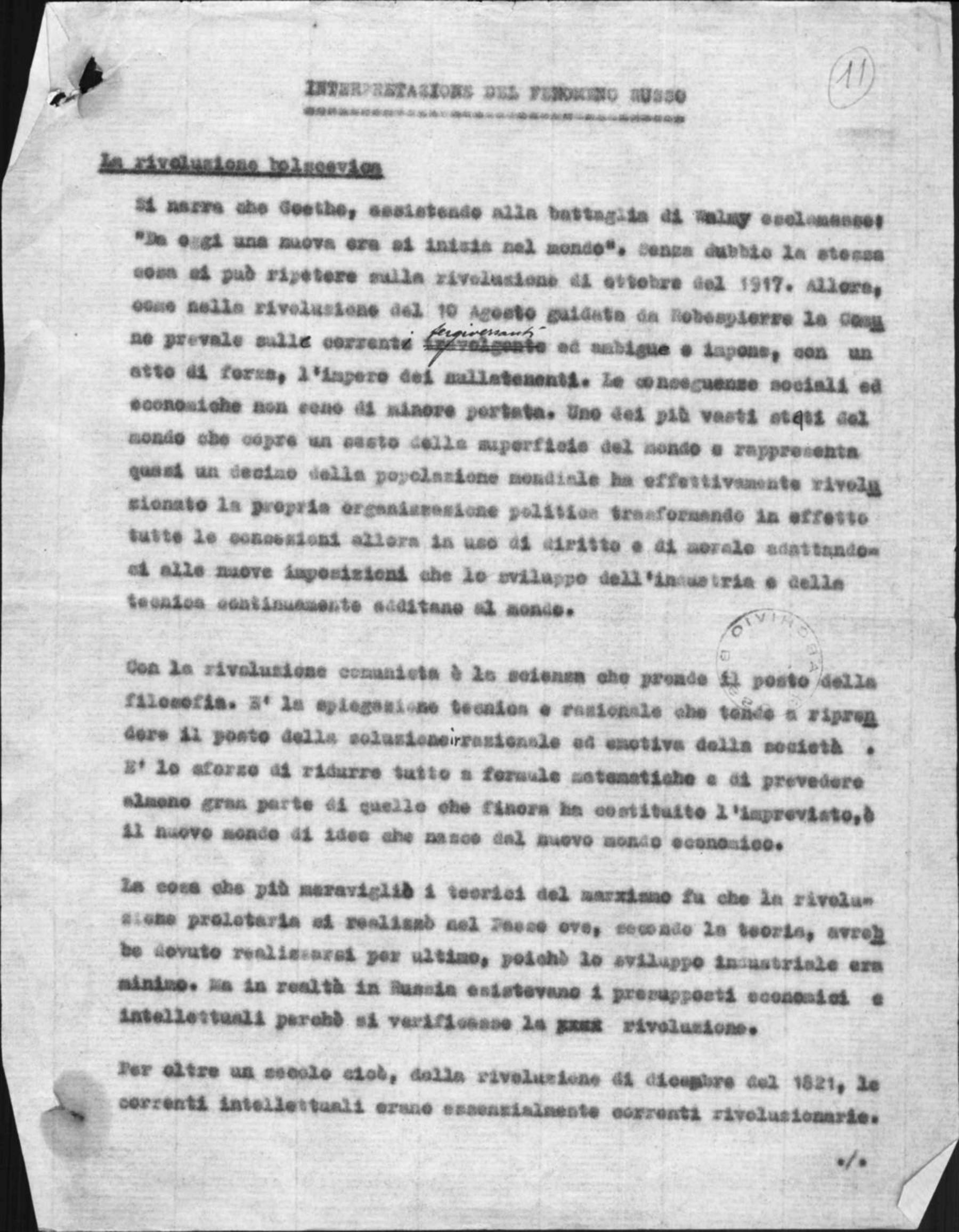 "Interpretazione del fenomeno russo"