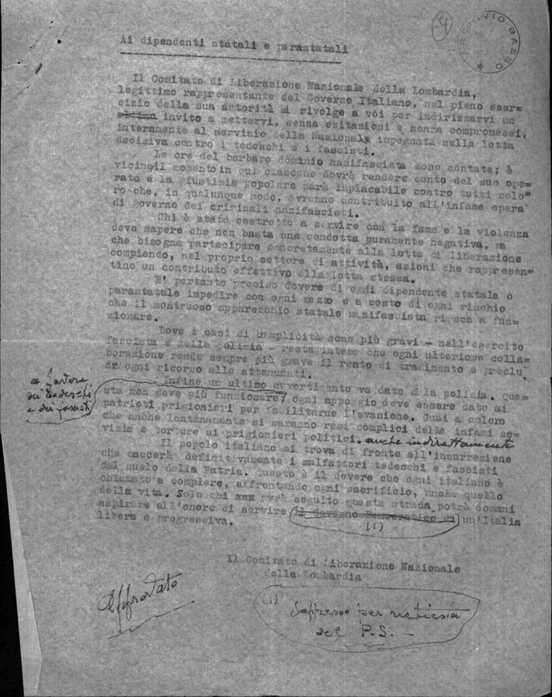 Al personale statale e parastatale