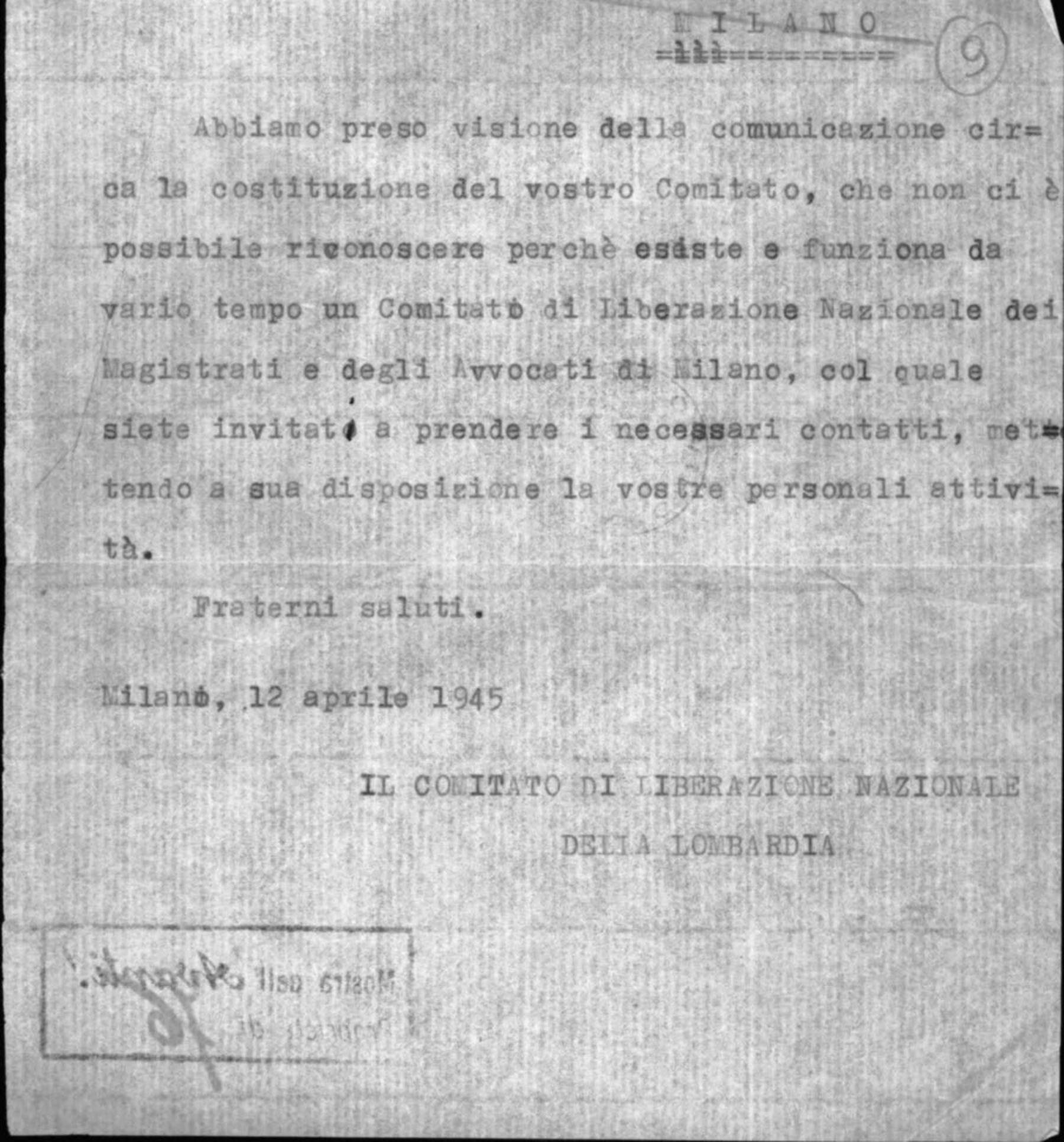 Sulla costituzione di un Cln di avvocati e magistrati