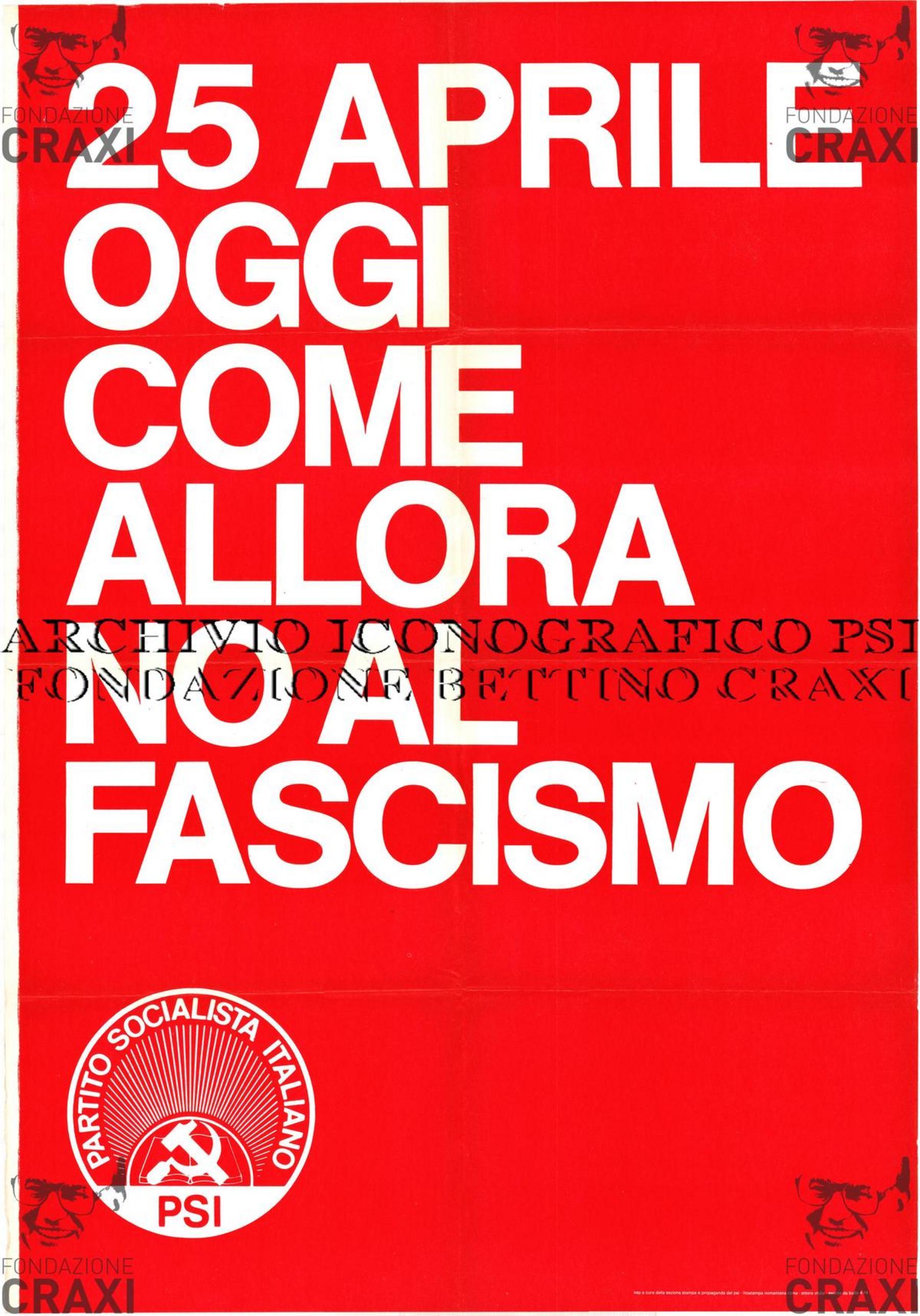 "25 aprile. Oggi come allora, no al fascismo", aprile 1974