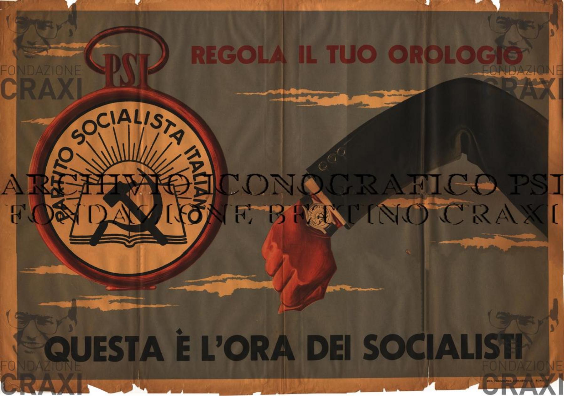 "Regola il tuo orologio. Questa è l'ora dei socialisti", 1956