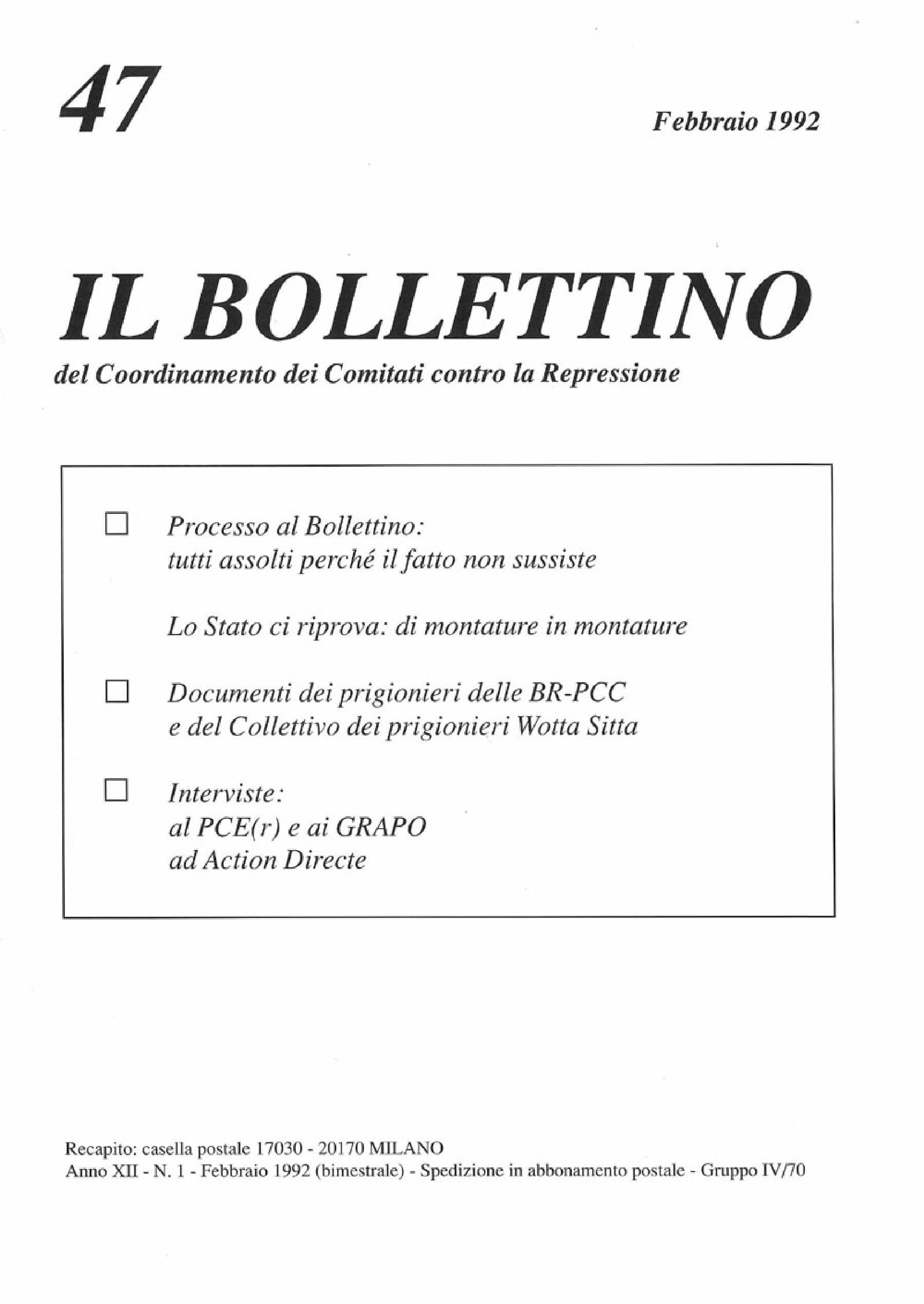Il Bollettino n°47 - febbraio 1992