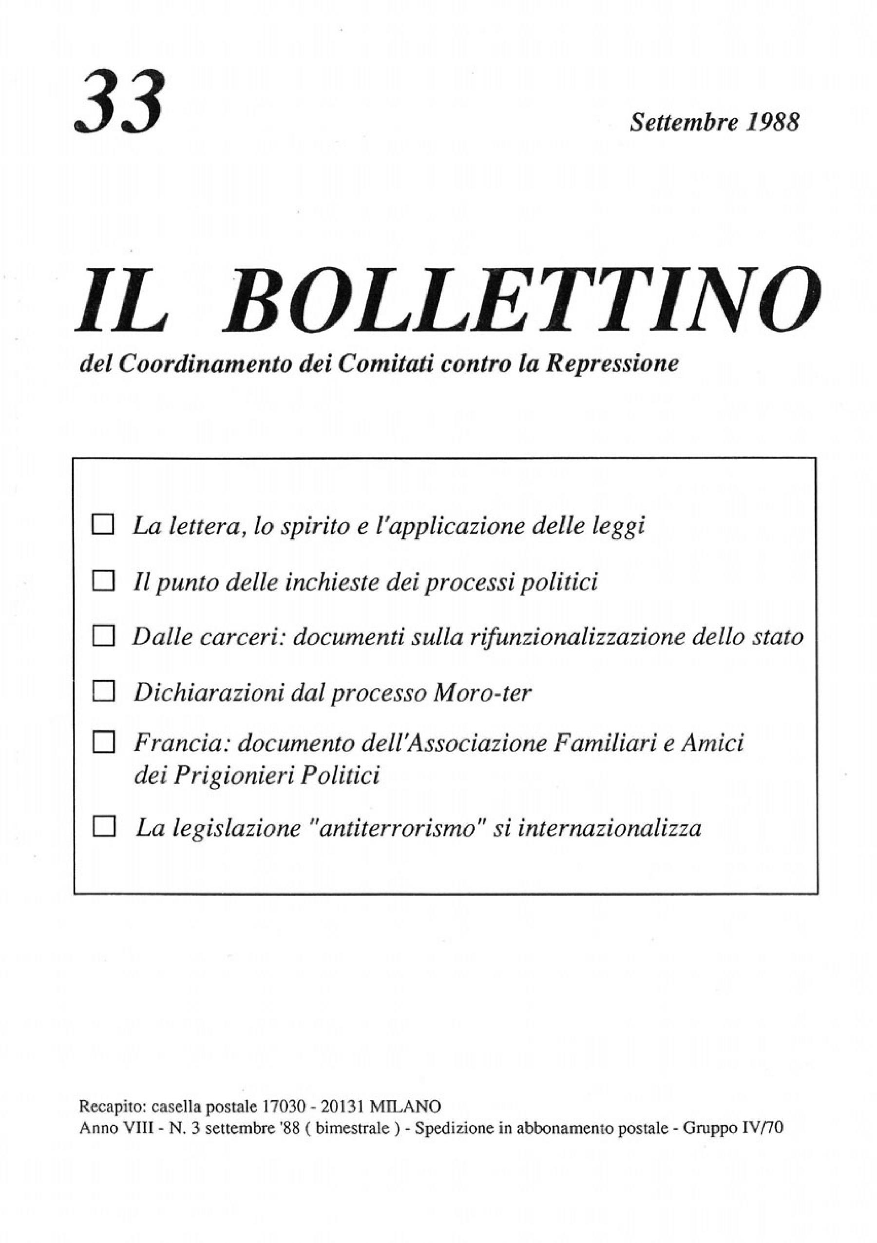 Il Bollettino n°33 - settembre 1988