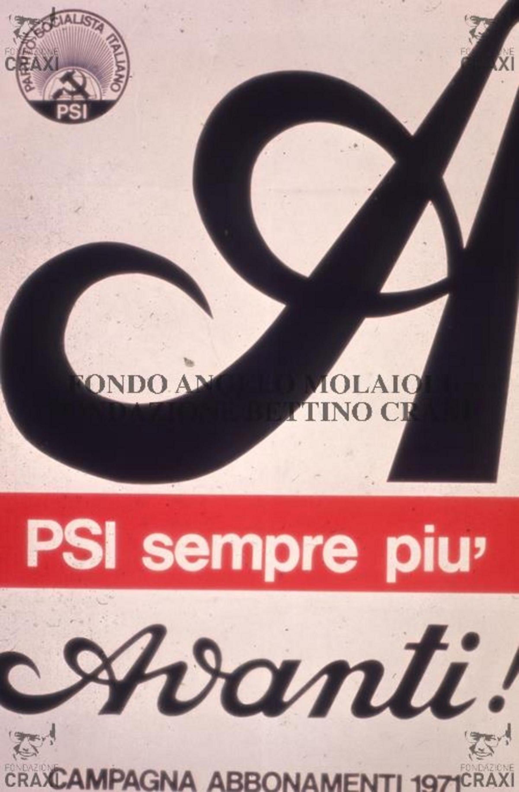 Manifesto per la campagna abbonamenti dell'«Avanti!» per l'anno 1971