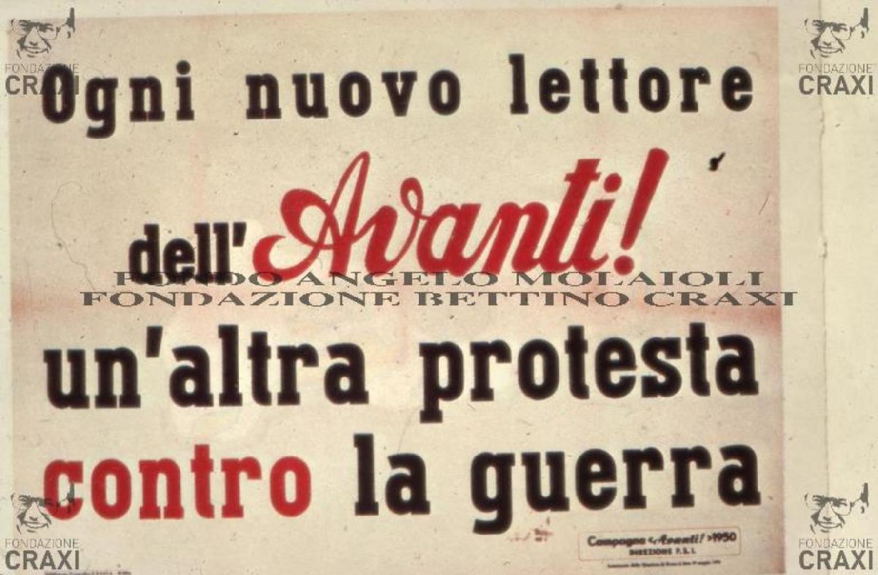 Manifesto per la campagna abbonamenti del periodico «Avanti!», 1950