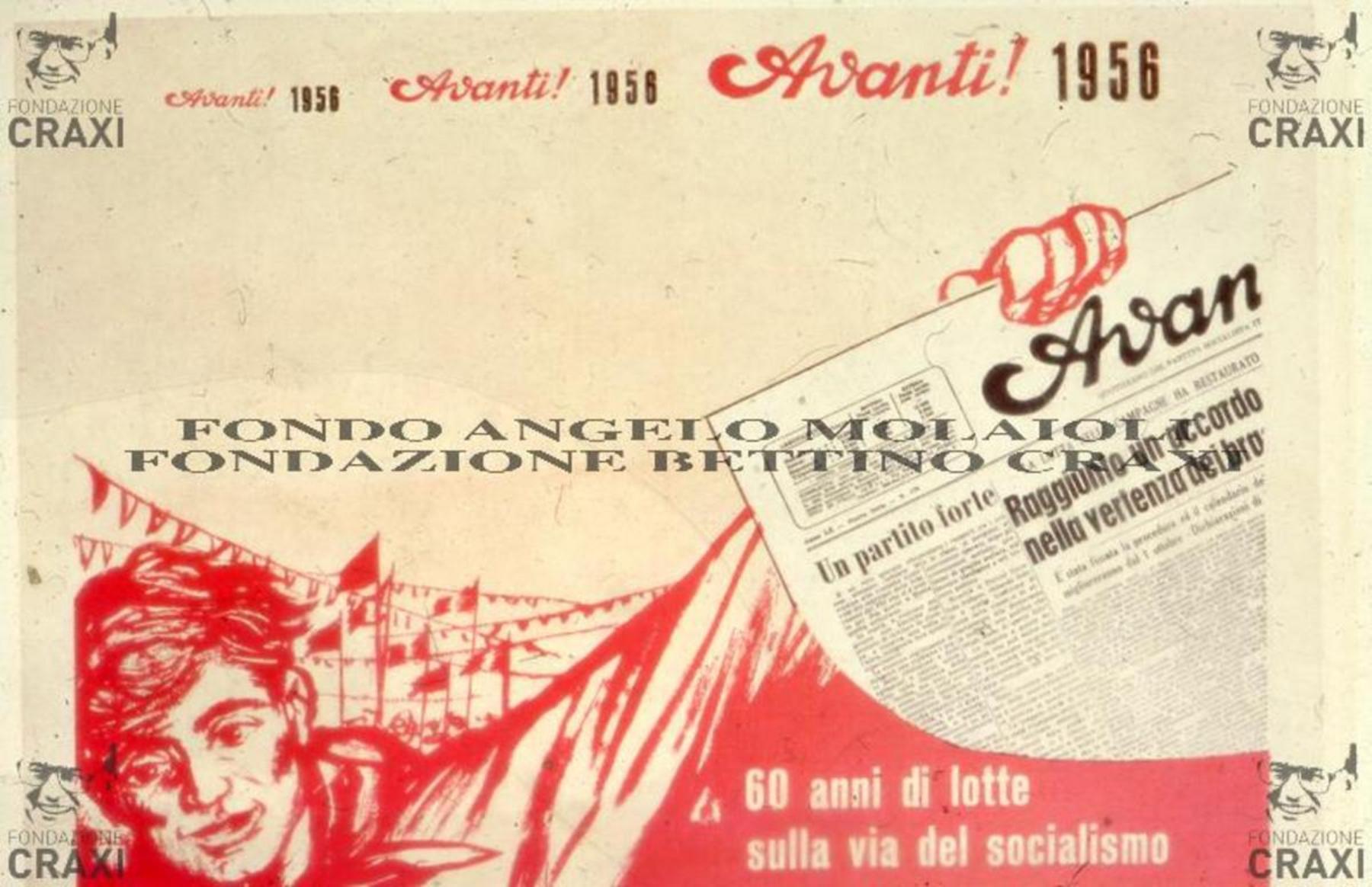 Manifesto per i 60 della fondazione dell'«Avanti!», 1956