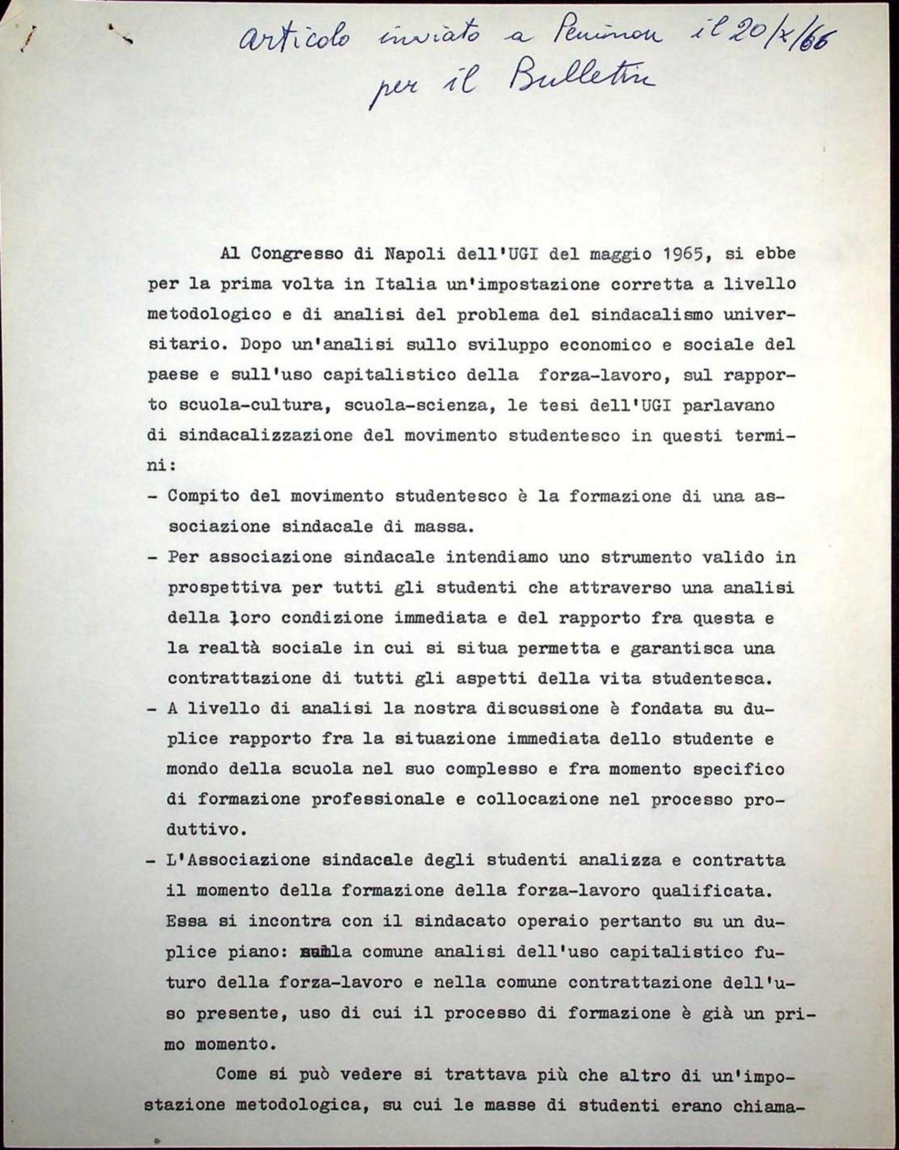 Dattiloscritti non firmati, 09/1949-10/1966