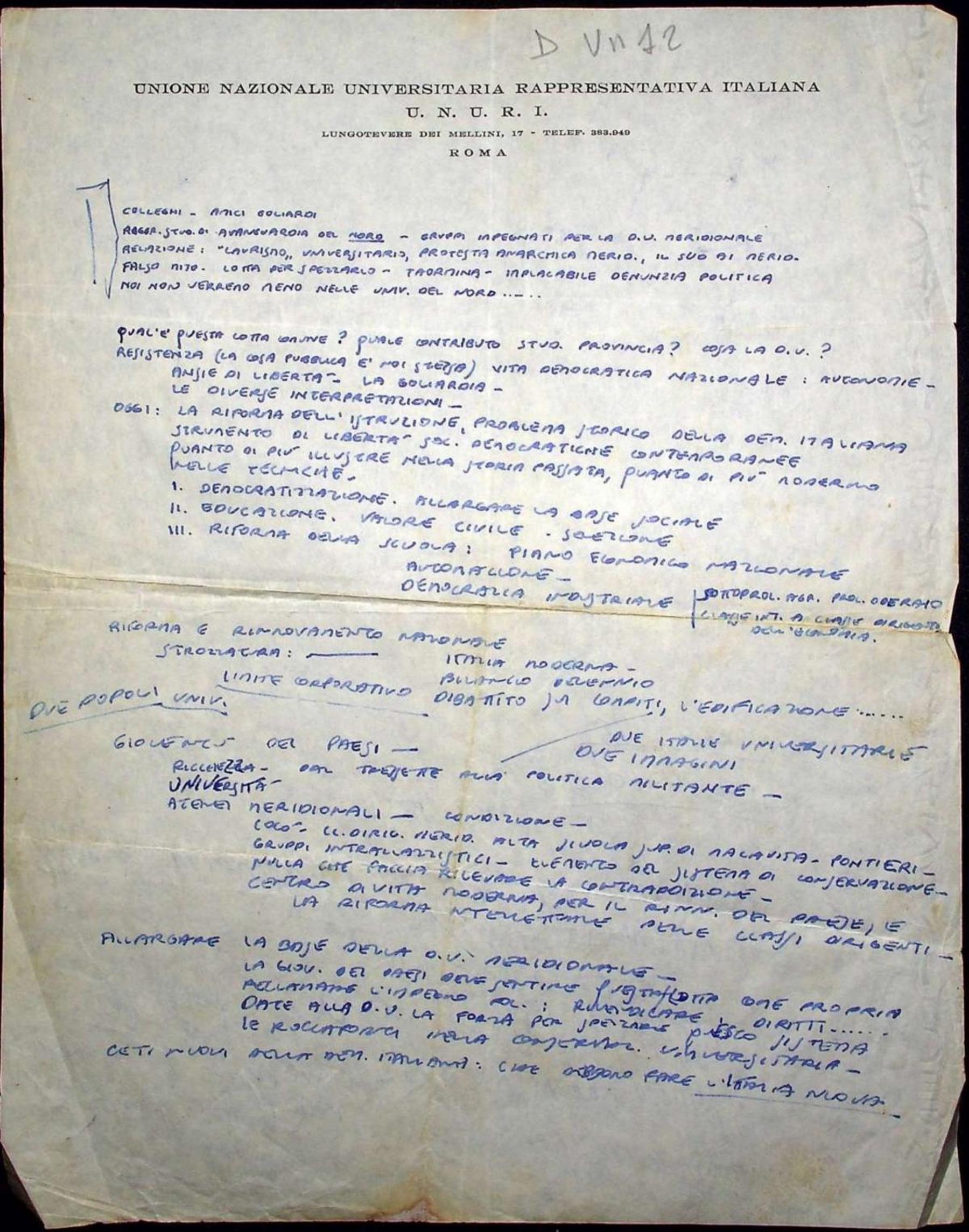 Manoscritti vari, s.d.