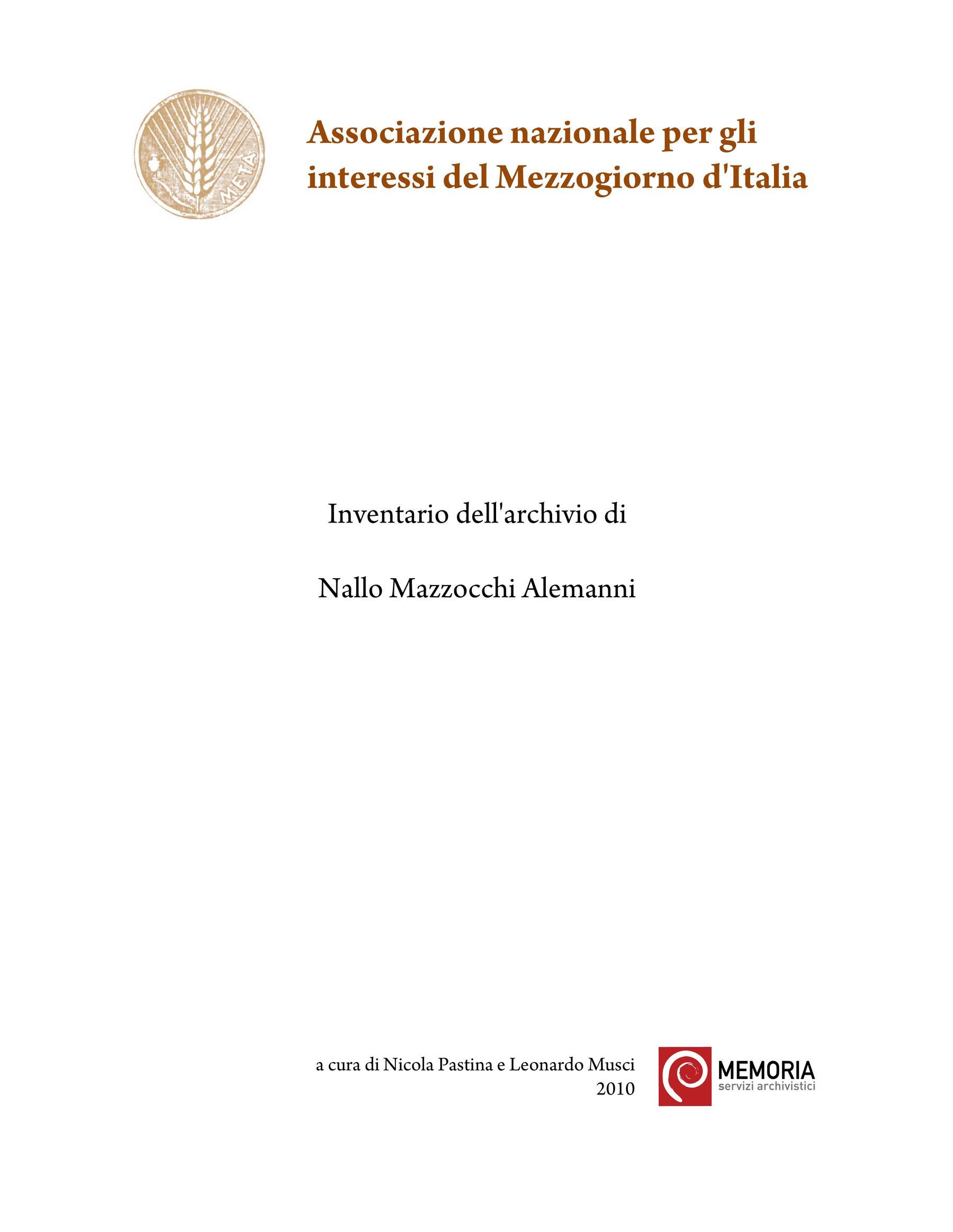 Inventario del fondo Nallo Mazzocchi Alemanni