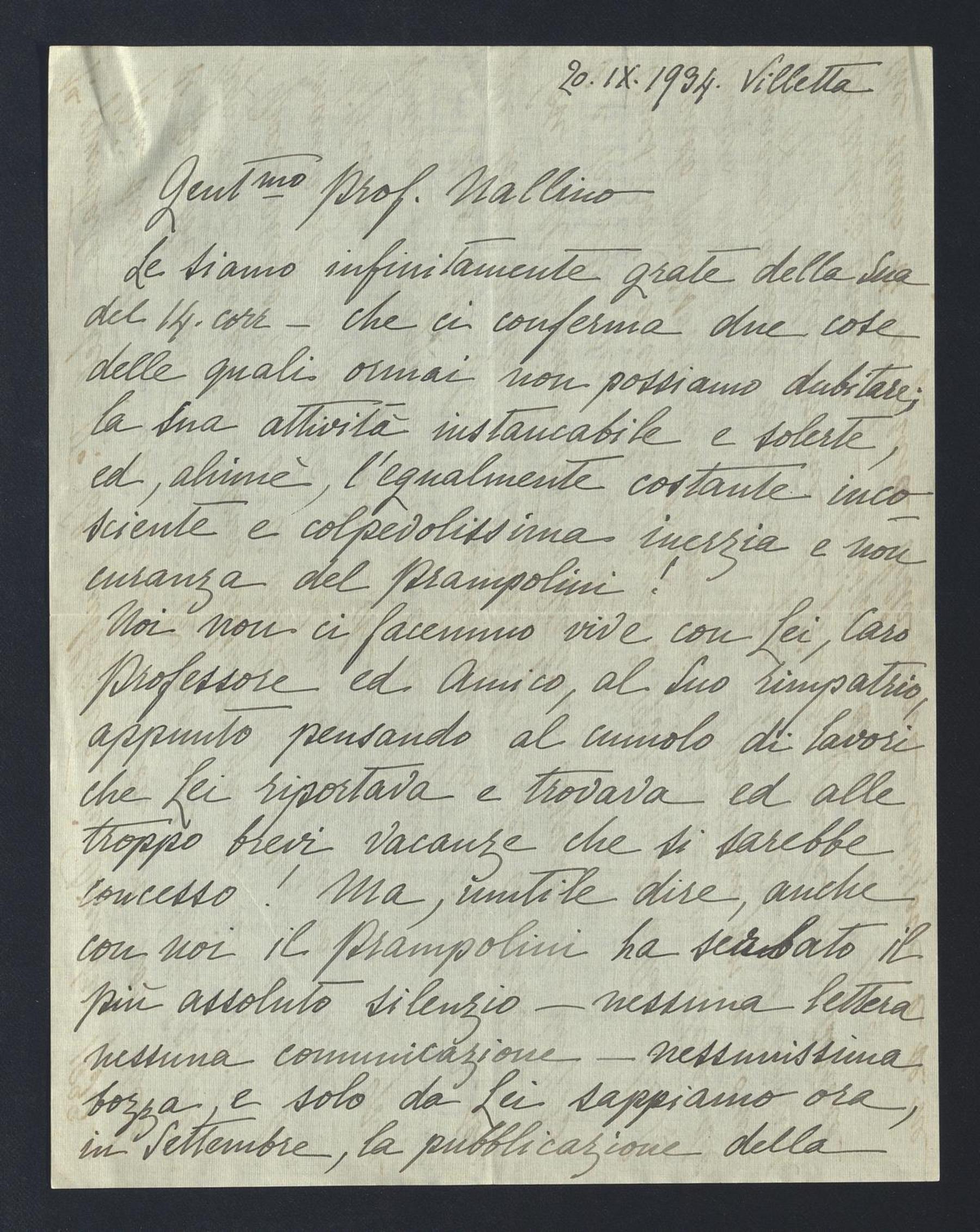 Francesca Amari a Carlo Alfonso Nallino, 20 set. 1934