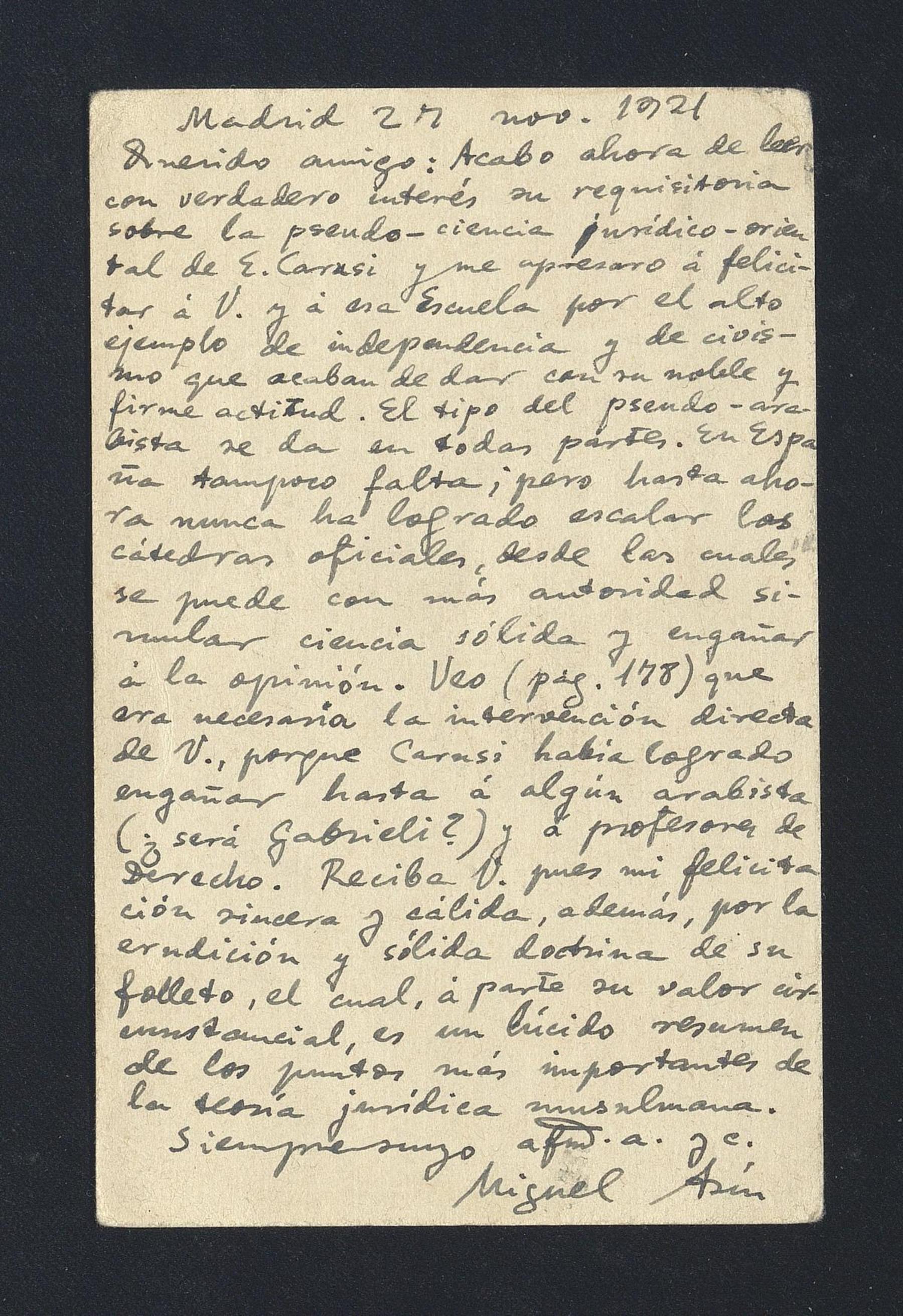 Asín y Palacios, Miguel, 1904 - 1929