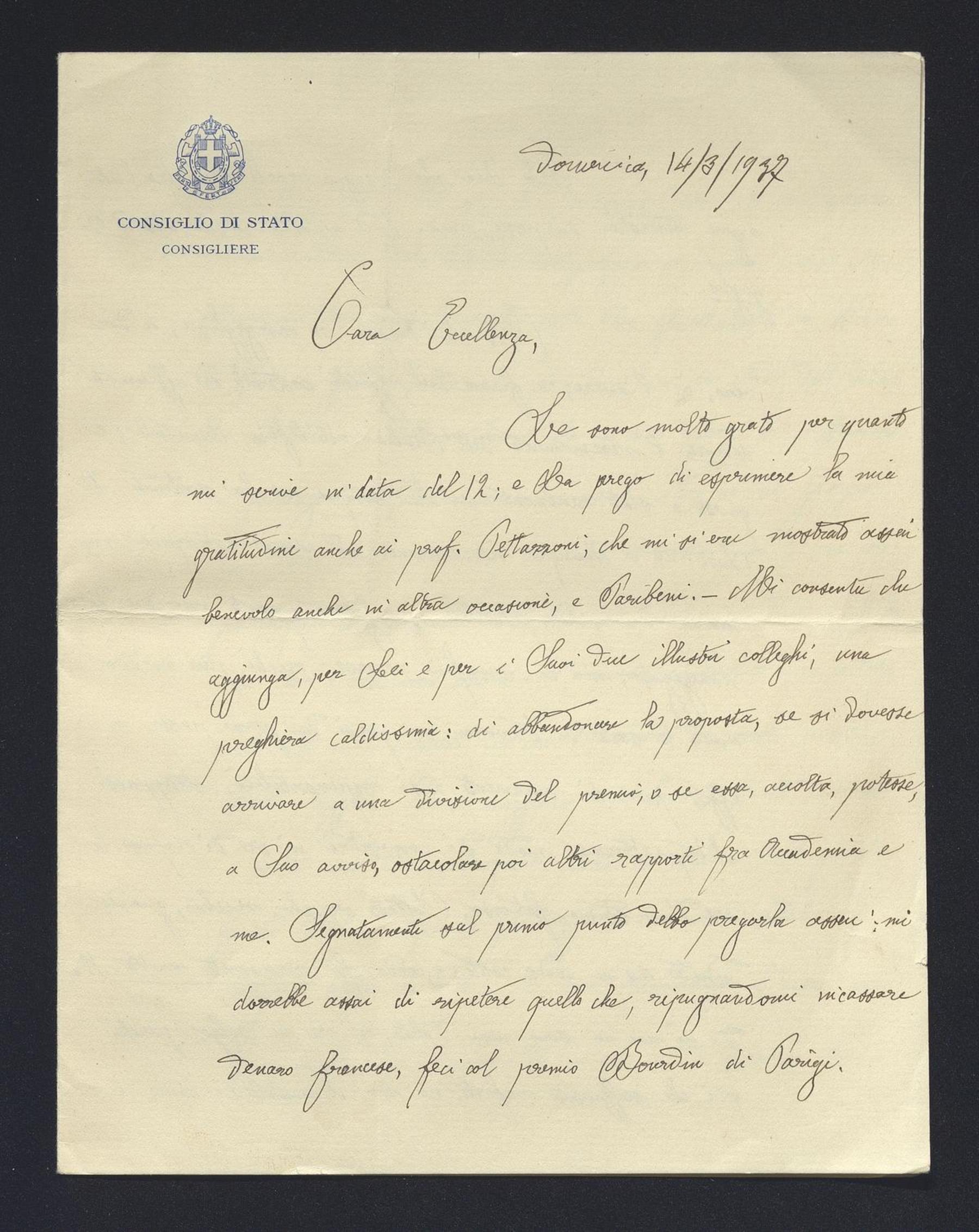 Carlo Conti Rossini a Carlo Alfonso Nallino, 14 mar. 1937