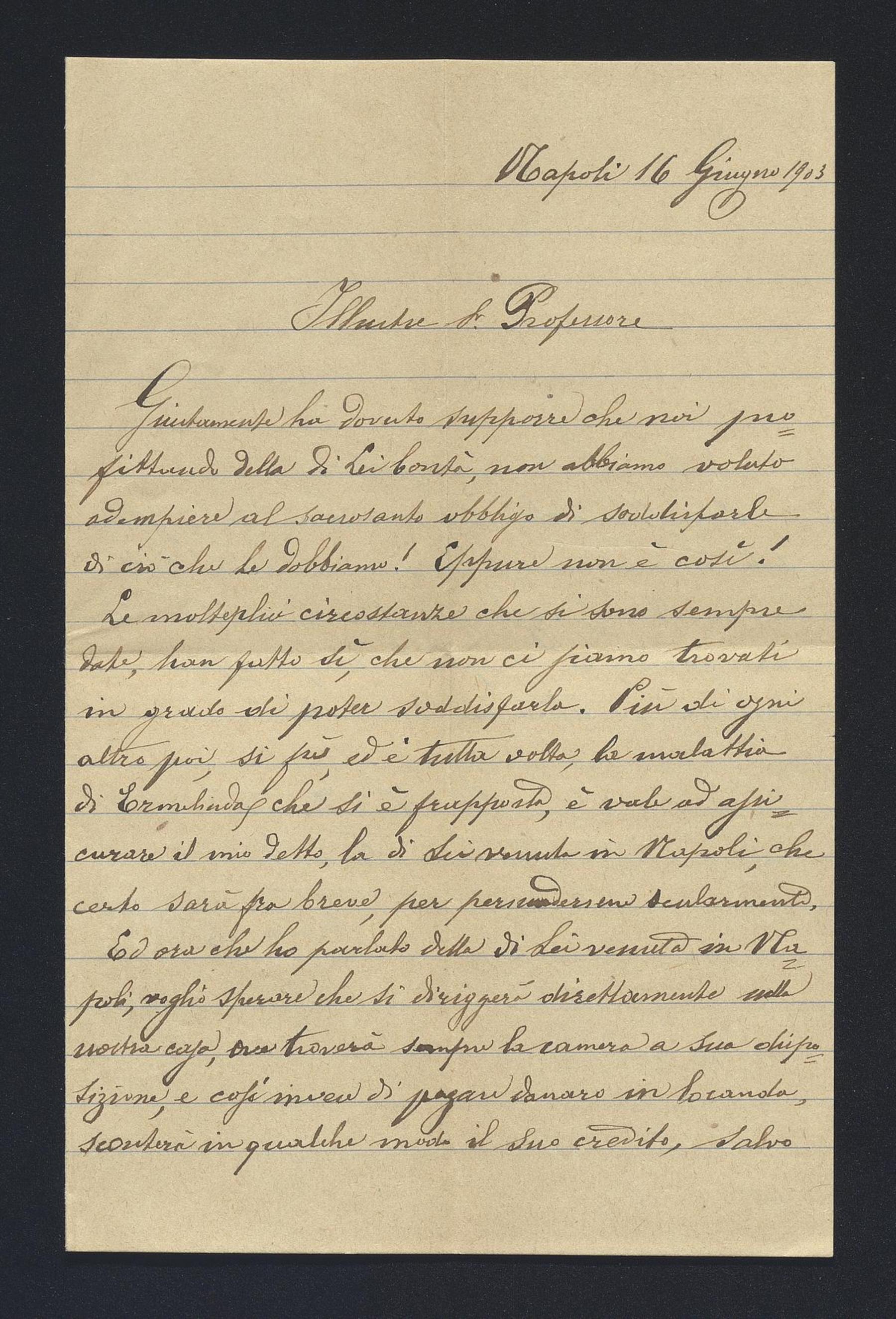 Francesco De Mattia a Carlo Alfonso Nallino, 16 giu. 1903