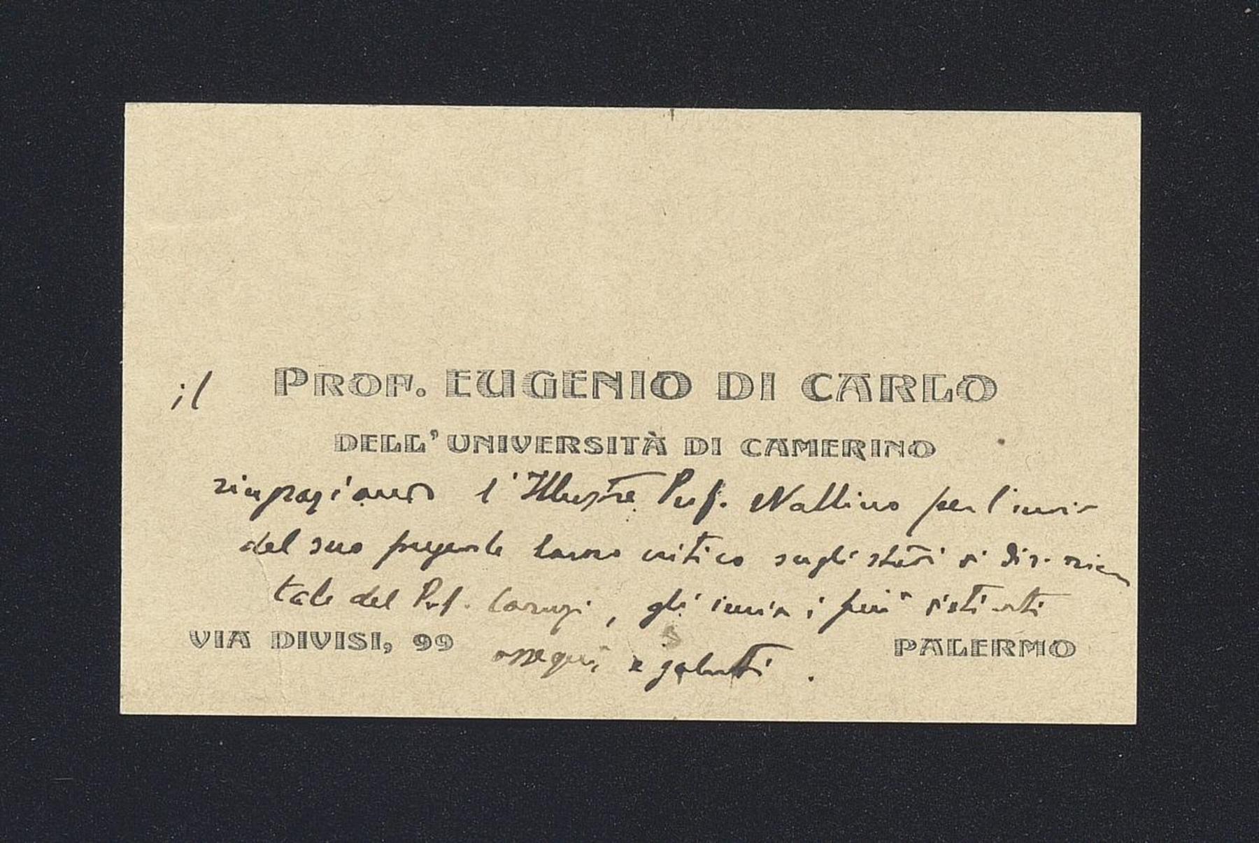 Eugenio Di Carlo a Carlo Alfonso Nallino, s.d.