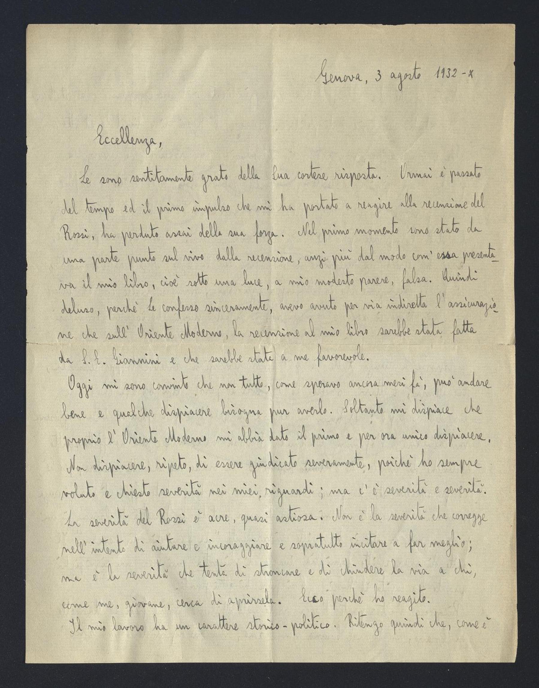 Emanuele Ghersi a Carlo Alfonso Nallino, 3 ago. 1932