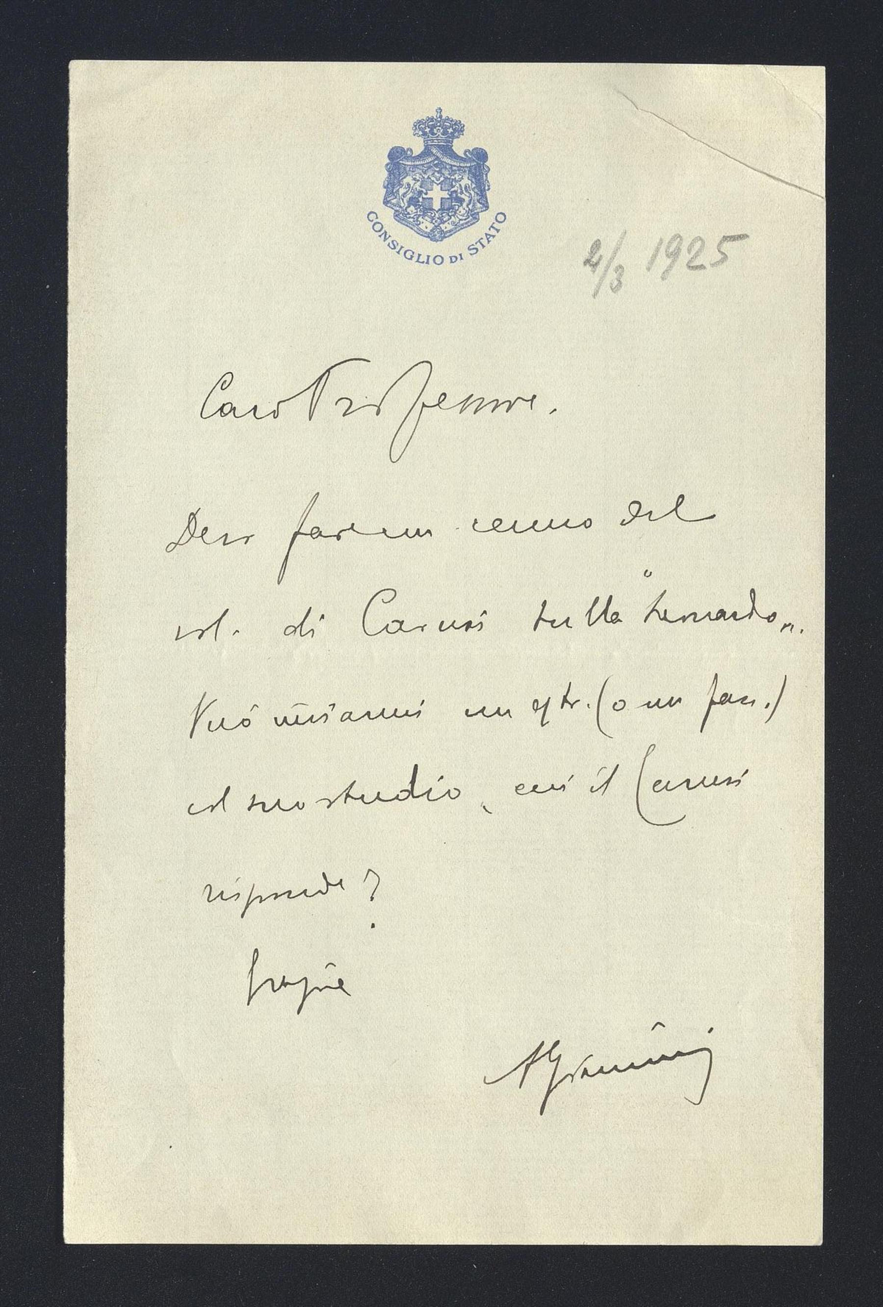 Amedeo Giannini a Carlo Alfonso Nallino, 4 mar. 1925