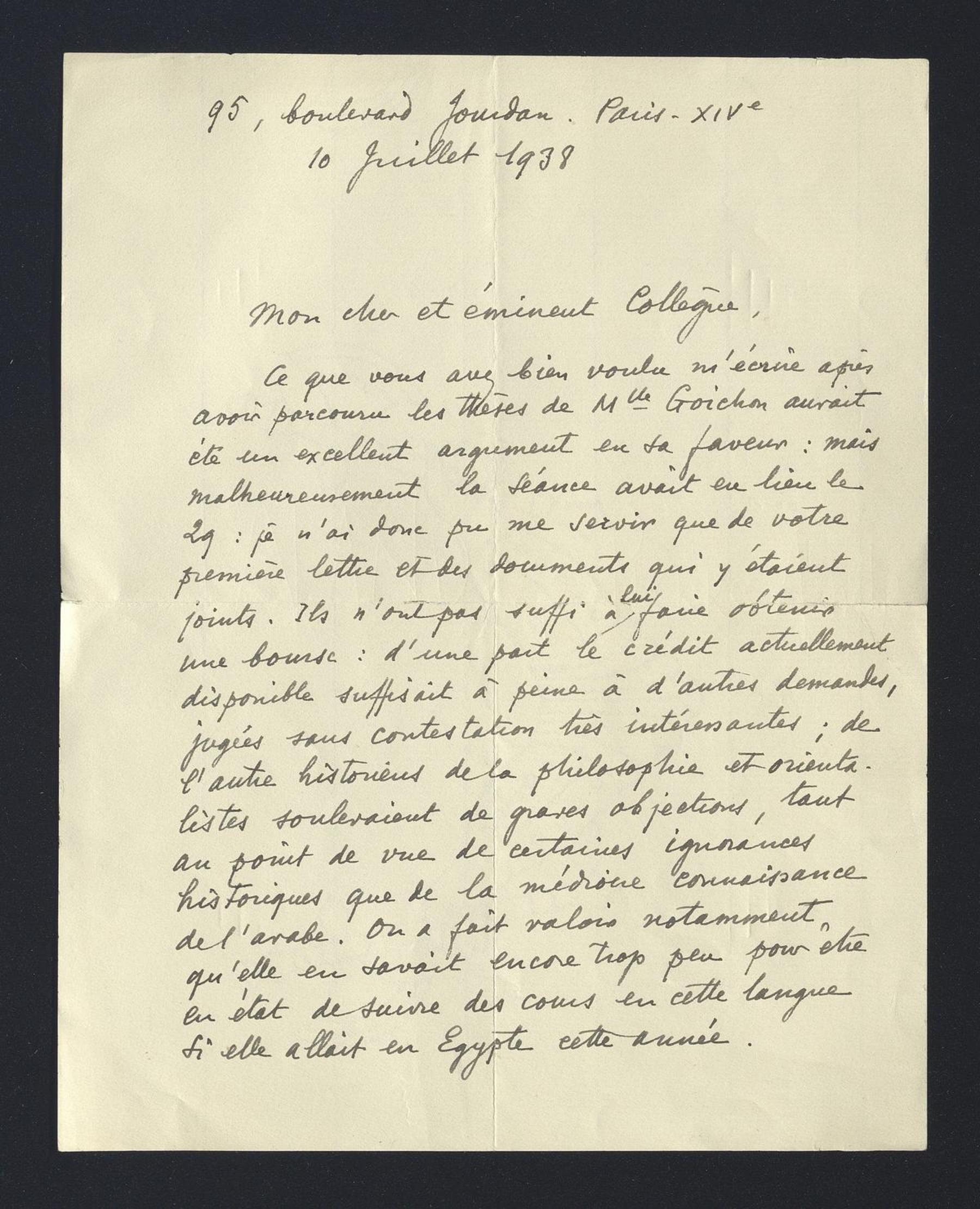 Pierre-André Lalande a Carlo Alfonso Nallino, 10 lug. 1938