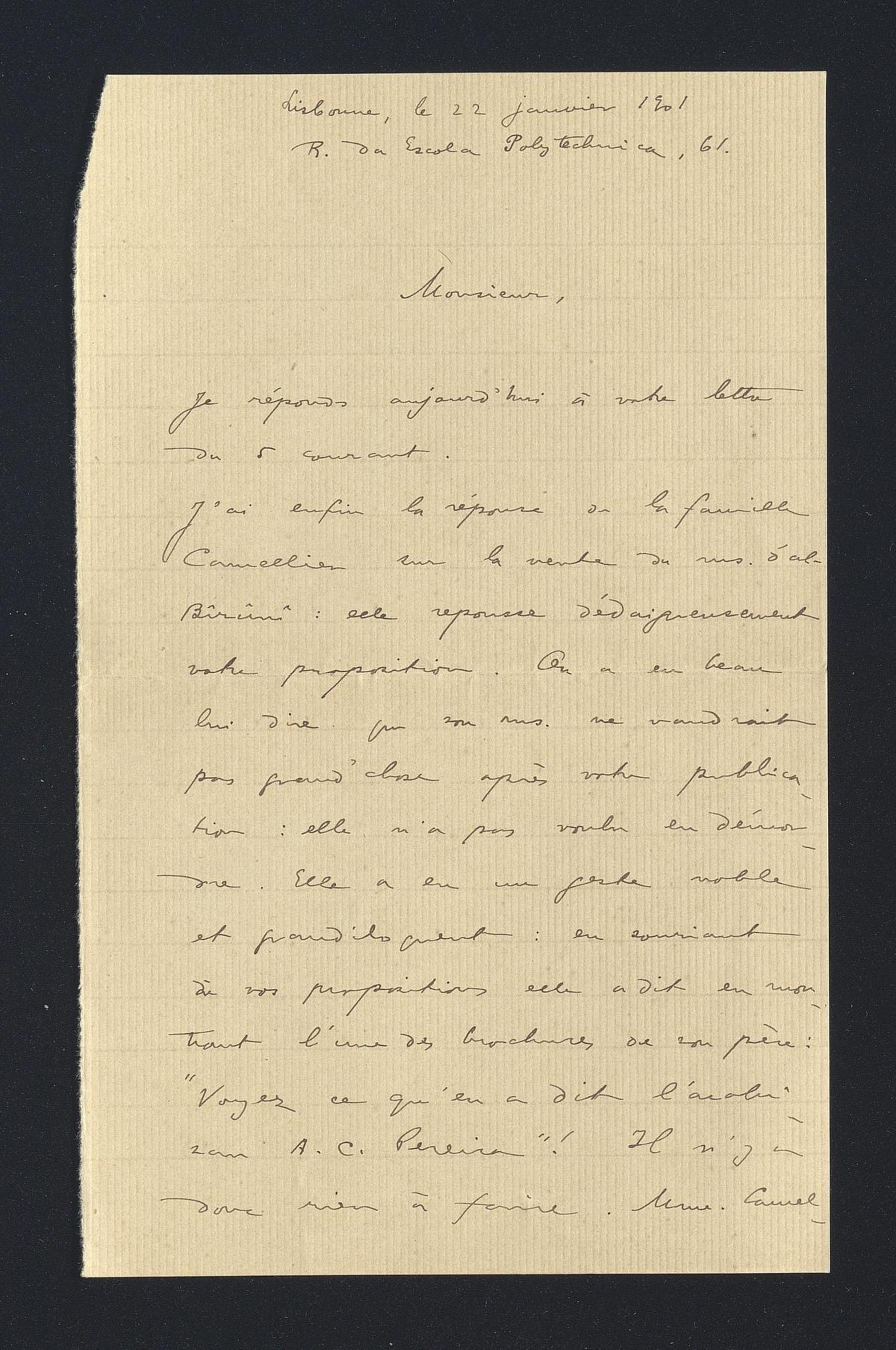 David Lopes a Carlo Alfonso Nallino, 22 gen. 1901