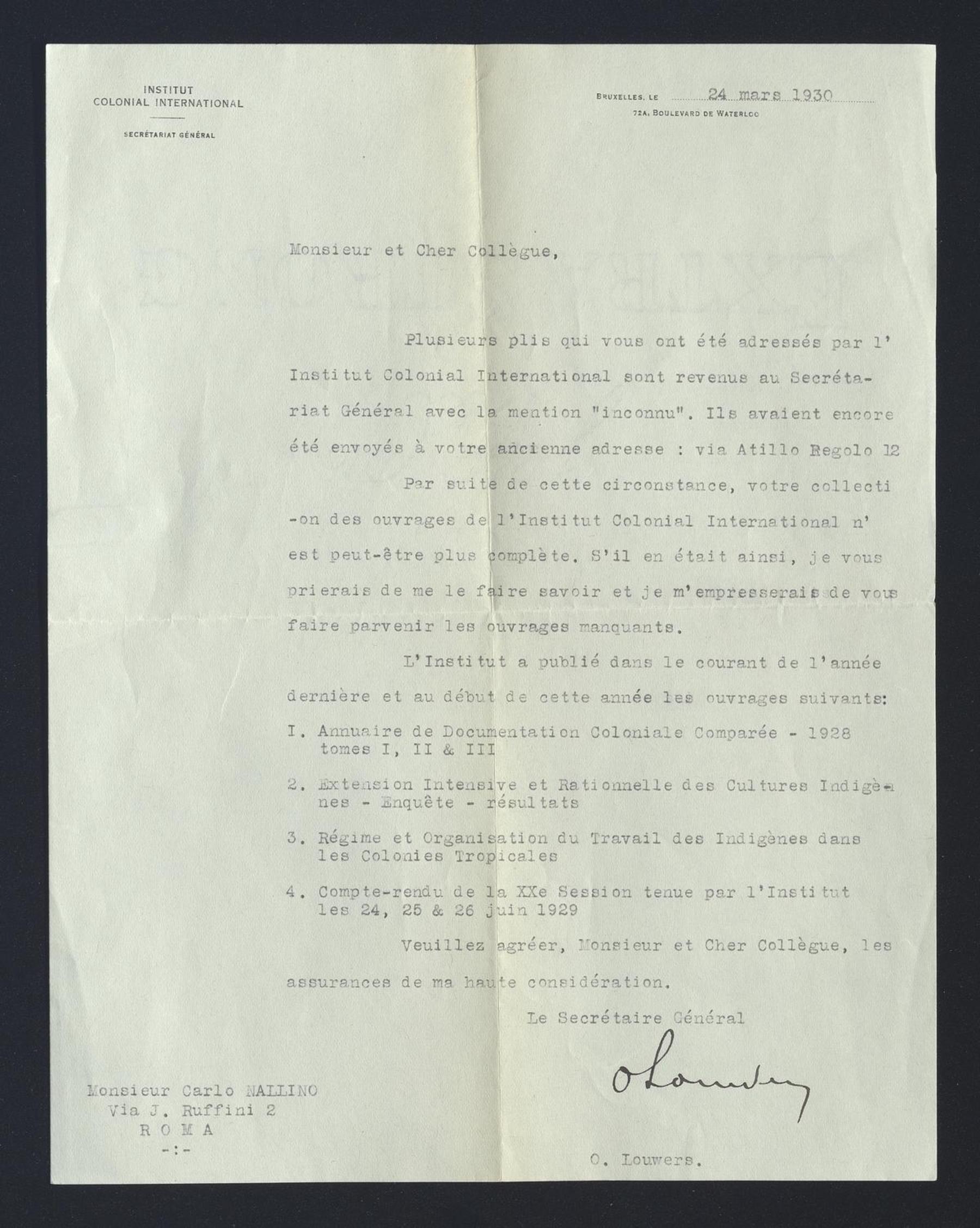 Louwers, Octave, 1930 - 1938