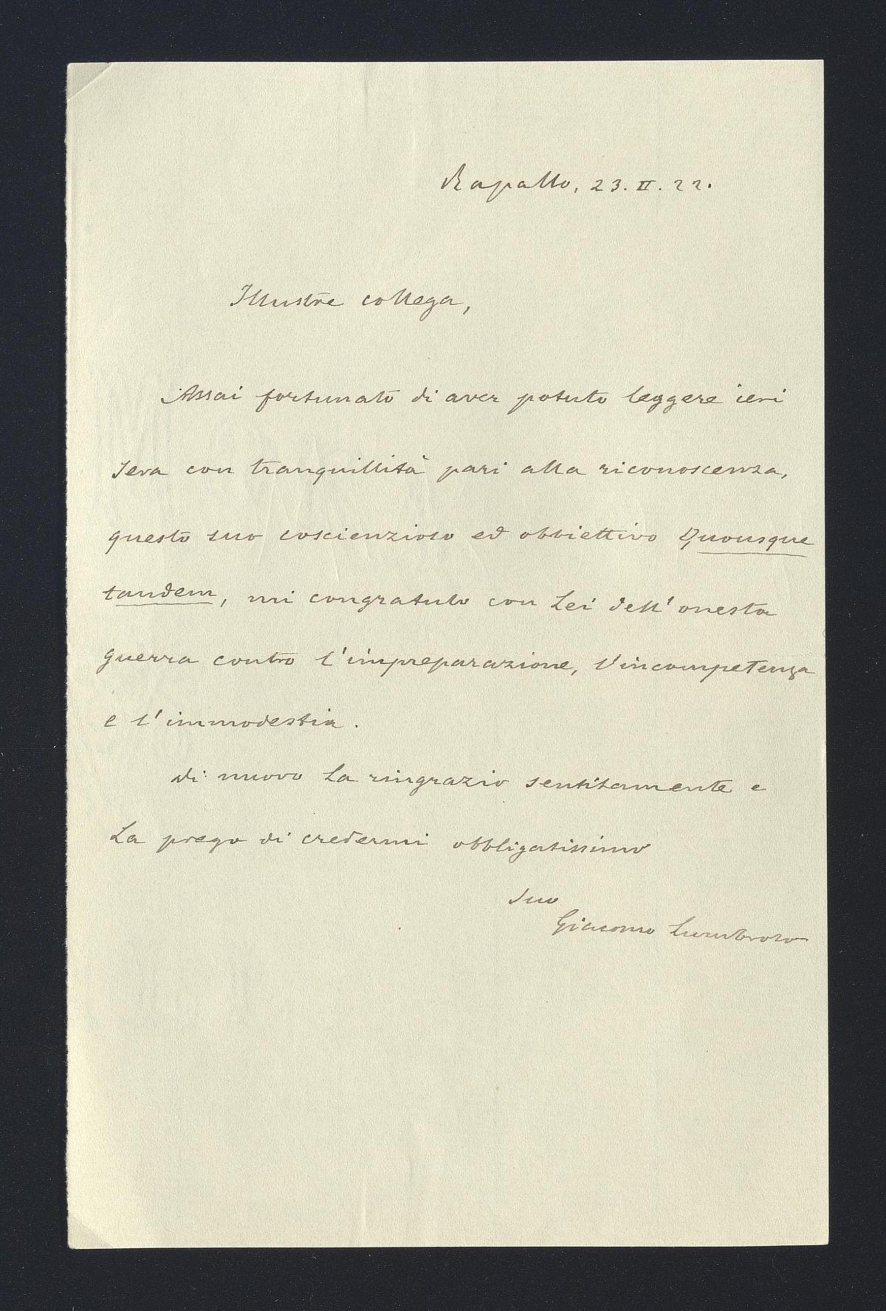 Lumbroso, Giacomo, 1922