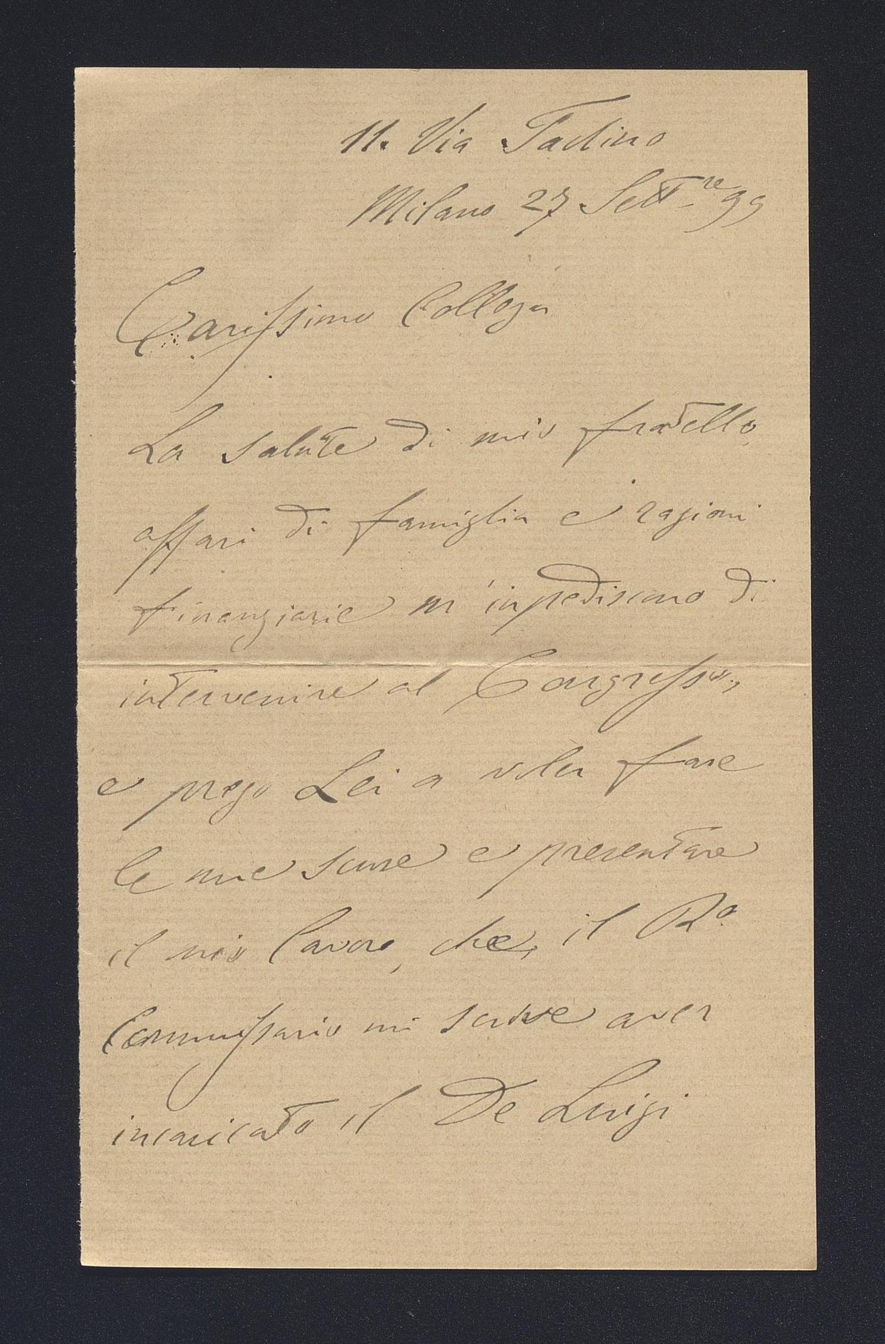 Camillo Tagliabue a Carlo Alfonso Nallino, 27 set. 1899