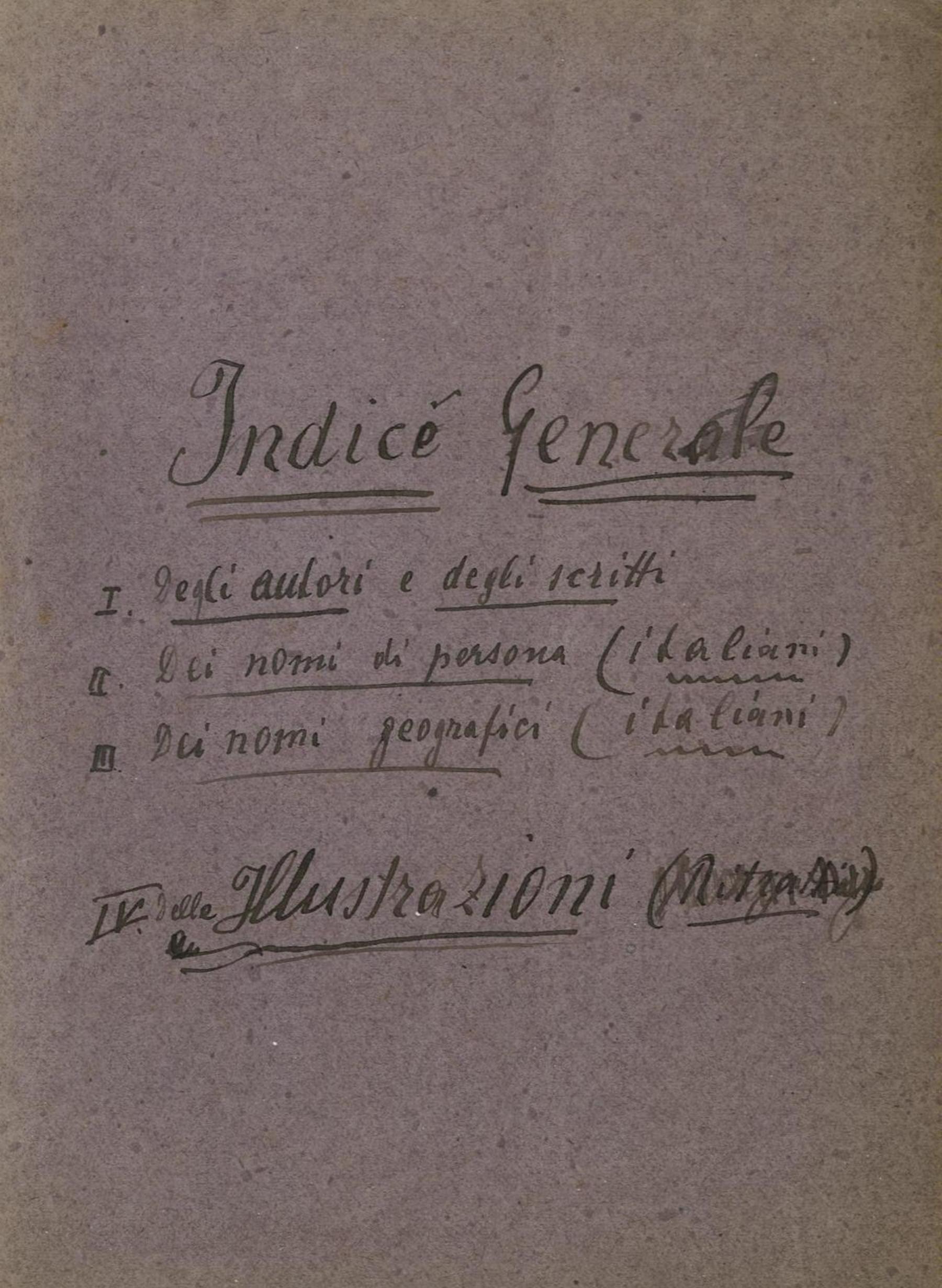 Fondo G. Chiarini - Materiali di studio - Indice generale, p. 1